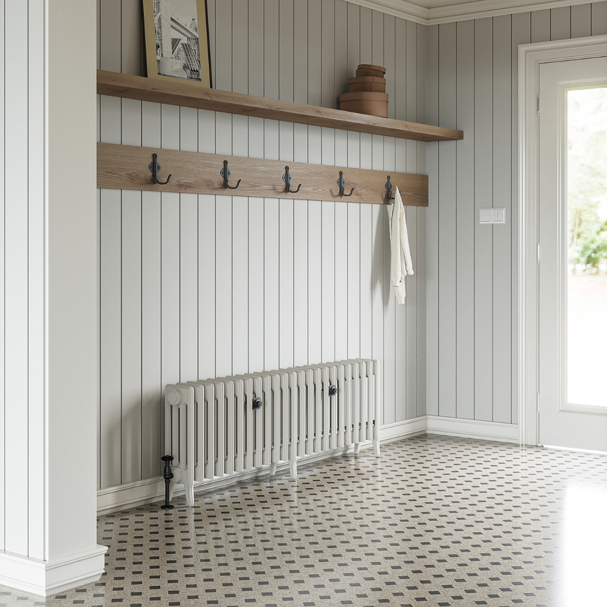 460 x 1430mm White Traditional 4 Column Cast Iron Radiator
