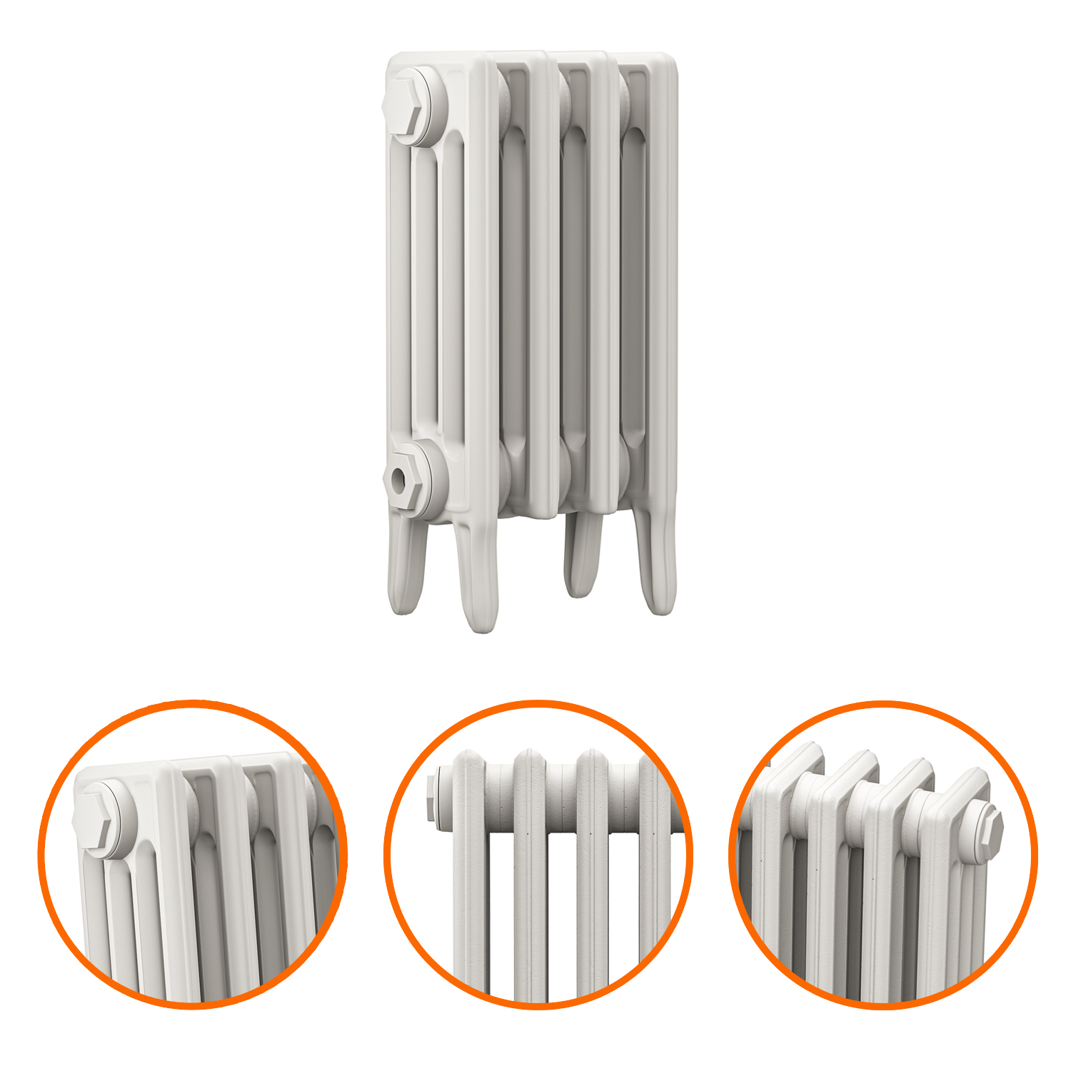 460 x 290mm White Traditional 4 Column Cast Iron Radiator