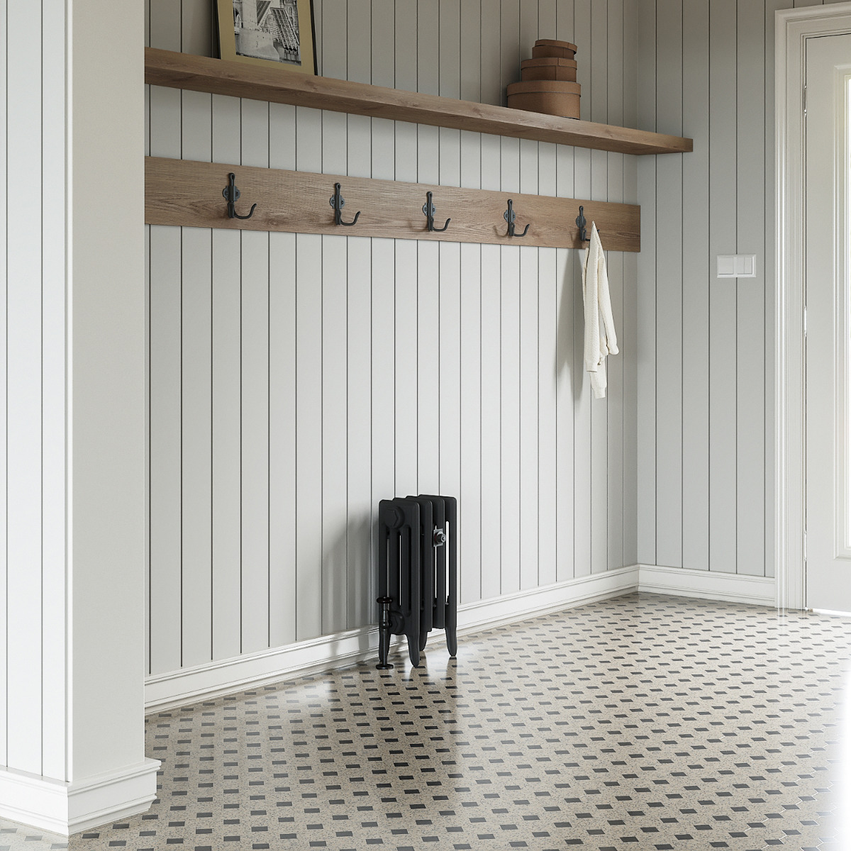 460 x 290mm Black Traditional 4 Column Cast Iron Radiator