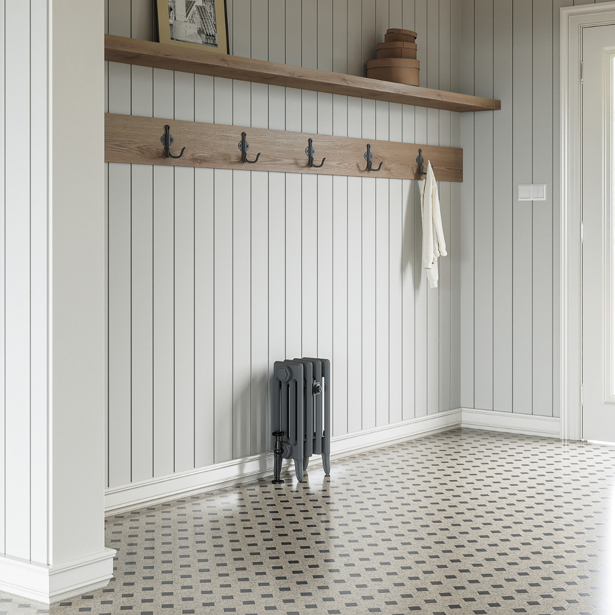 460 x 290mm Grey Traditional 4 Column Cast Iron Radiator