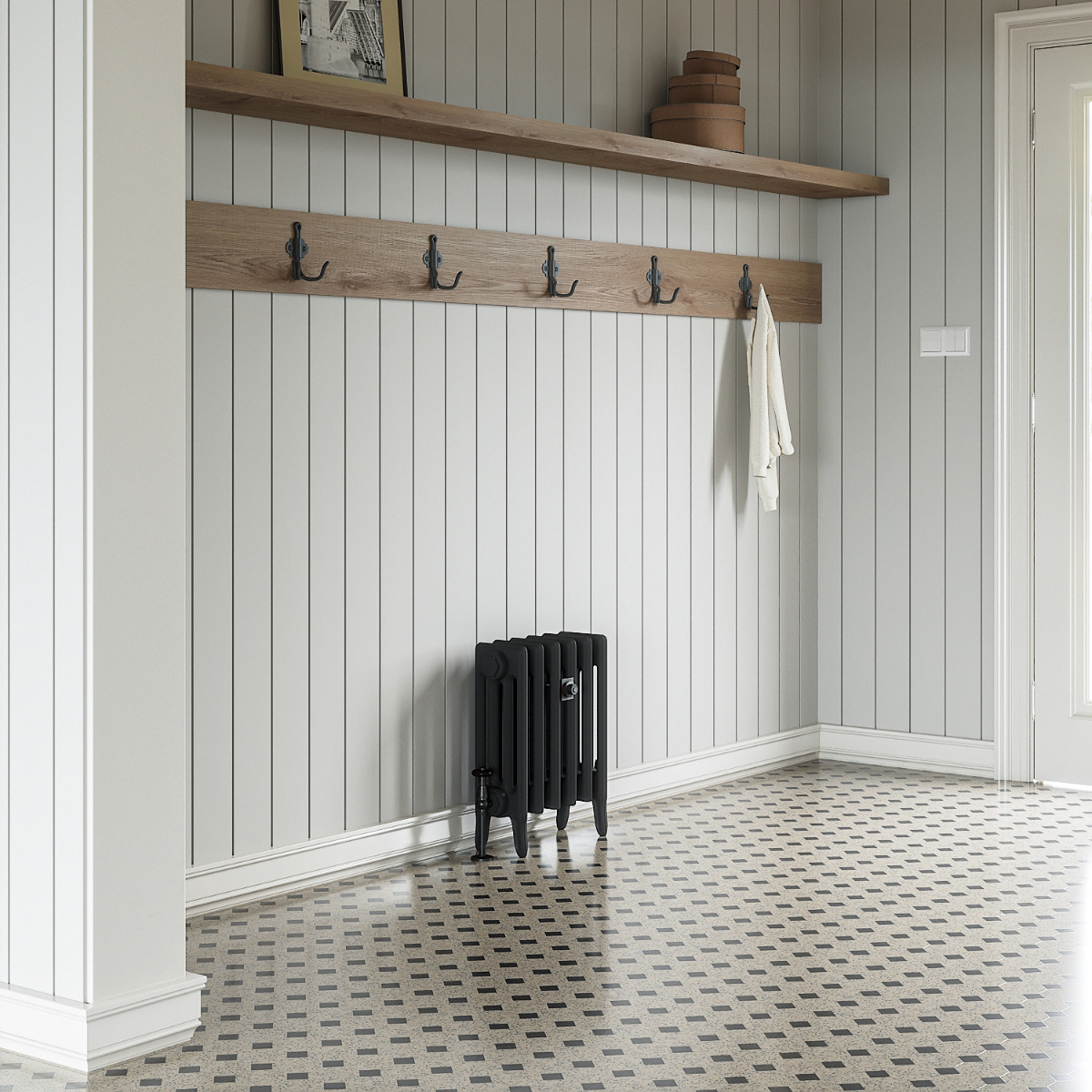 460 x 410mm Black Traditional 4 Column Cast Iron Radiator
