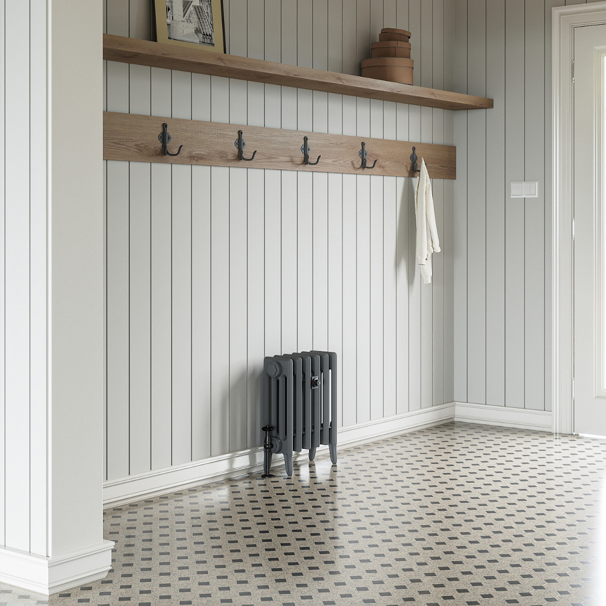 460 x 410mm Grey Traditional 4 Column Cast Iron Radiator