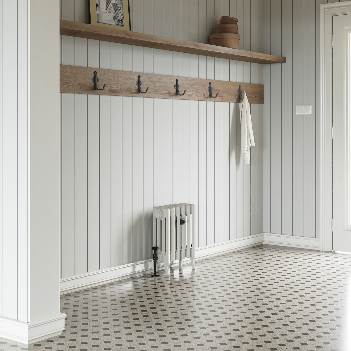 460 x 410mm White Traditional 4 Column Cast Iron Radiator