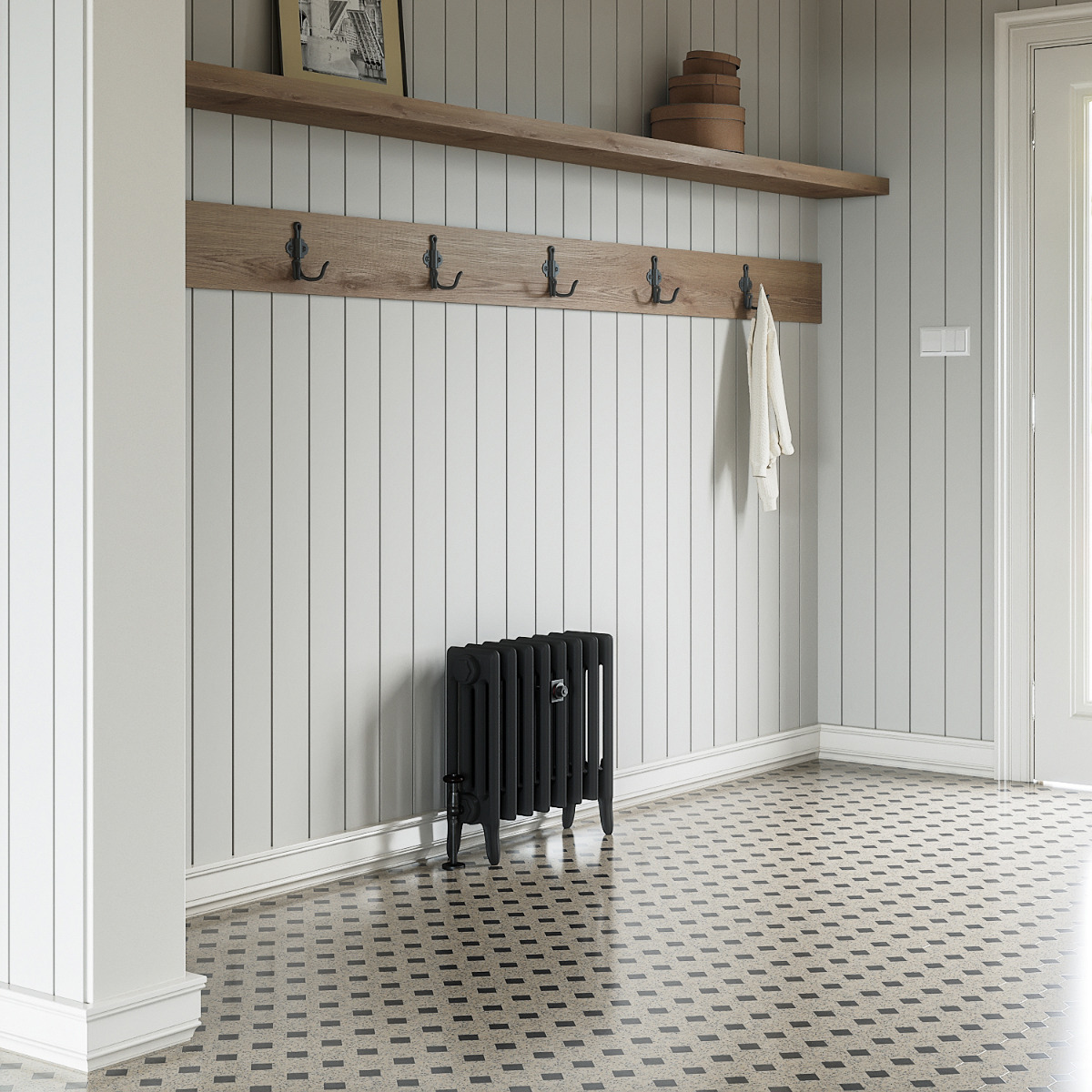 460 x 530mm Black Traditional 4 Column Cast Iron Radiator