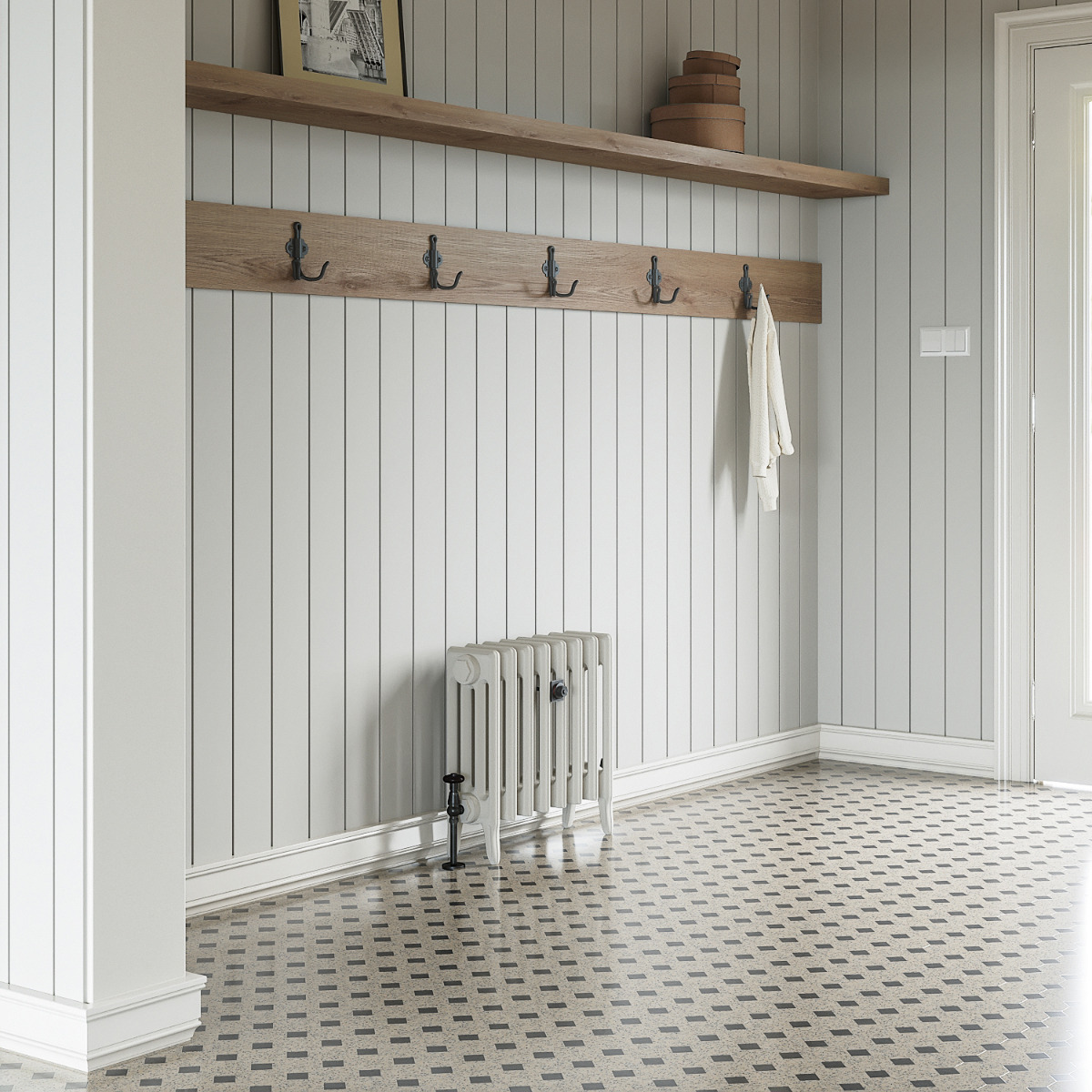 460 x 530mm White Traditional 4 Column Cast Iron Radiator