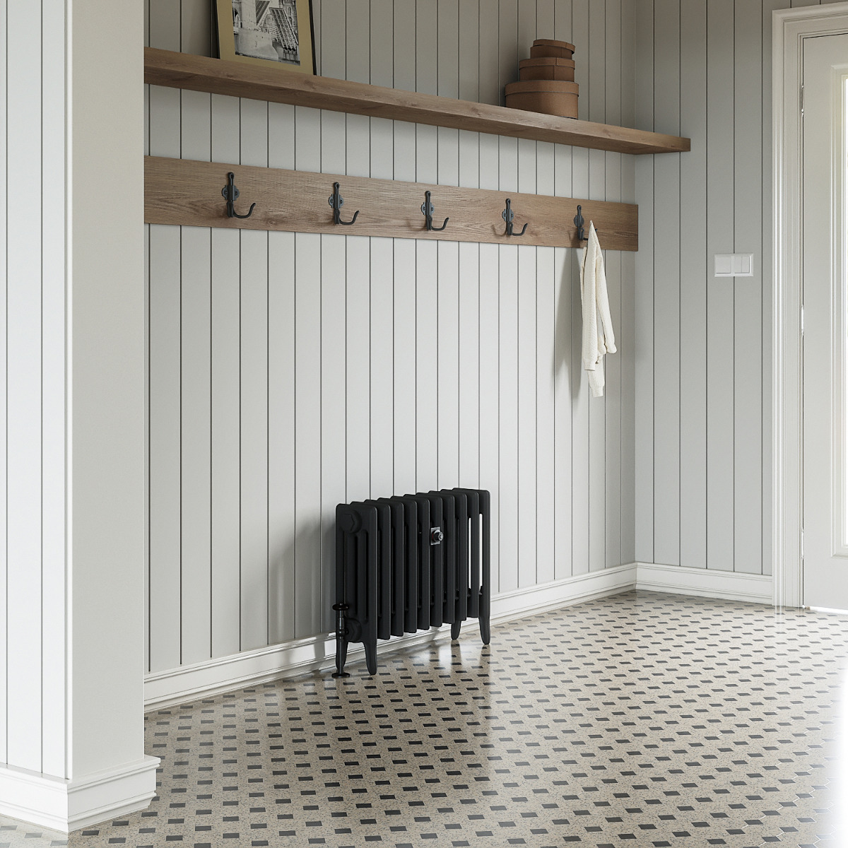 460 x 650mm Black Traditional 4 Column Cast Iron Radiator