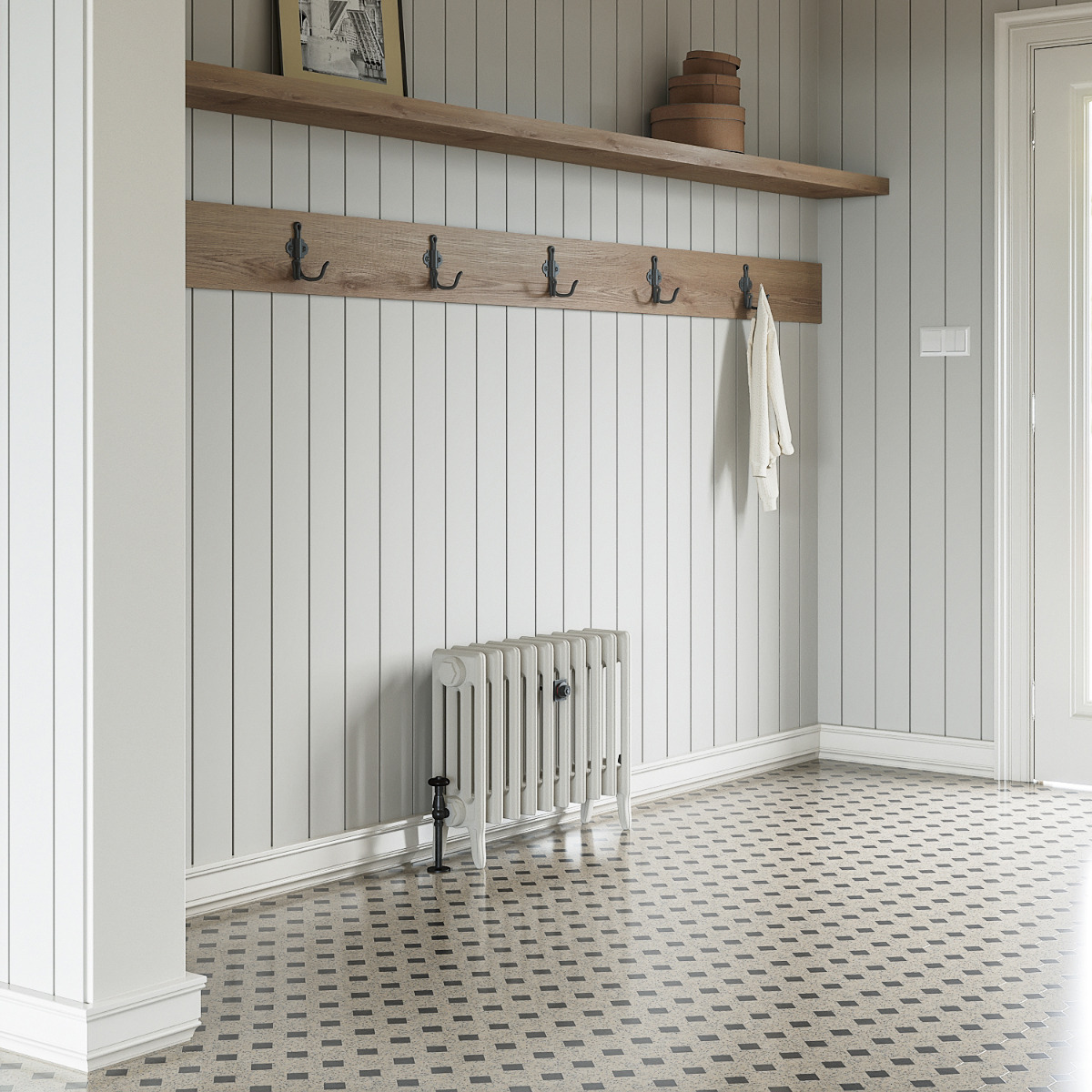 460 x 650mm White Traditional 4 Column Cast Iron Radiator