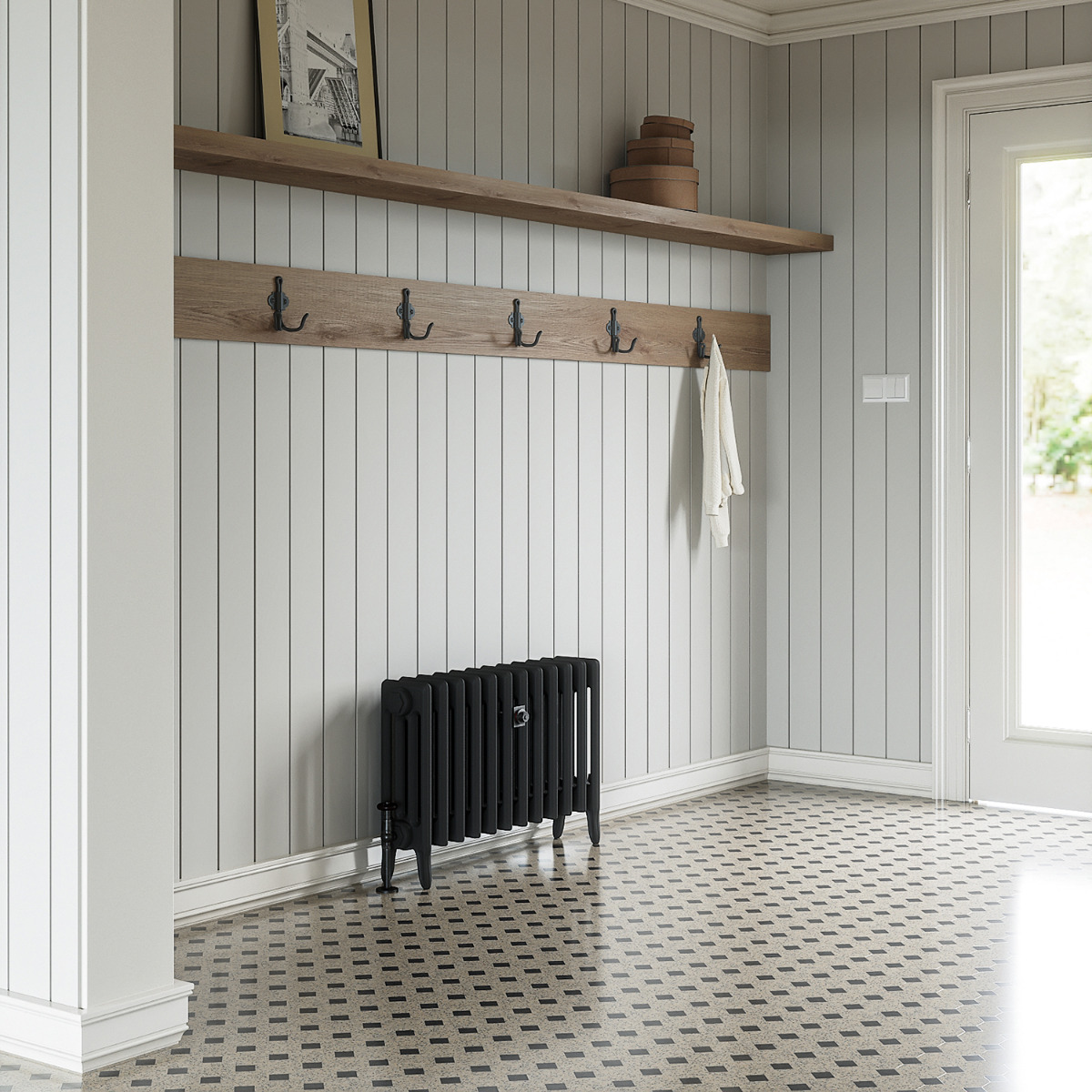 460 x 770mm Black Traditional 4 Column Cast Iron Radiator