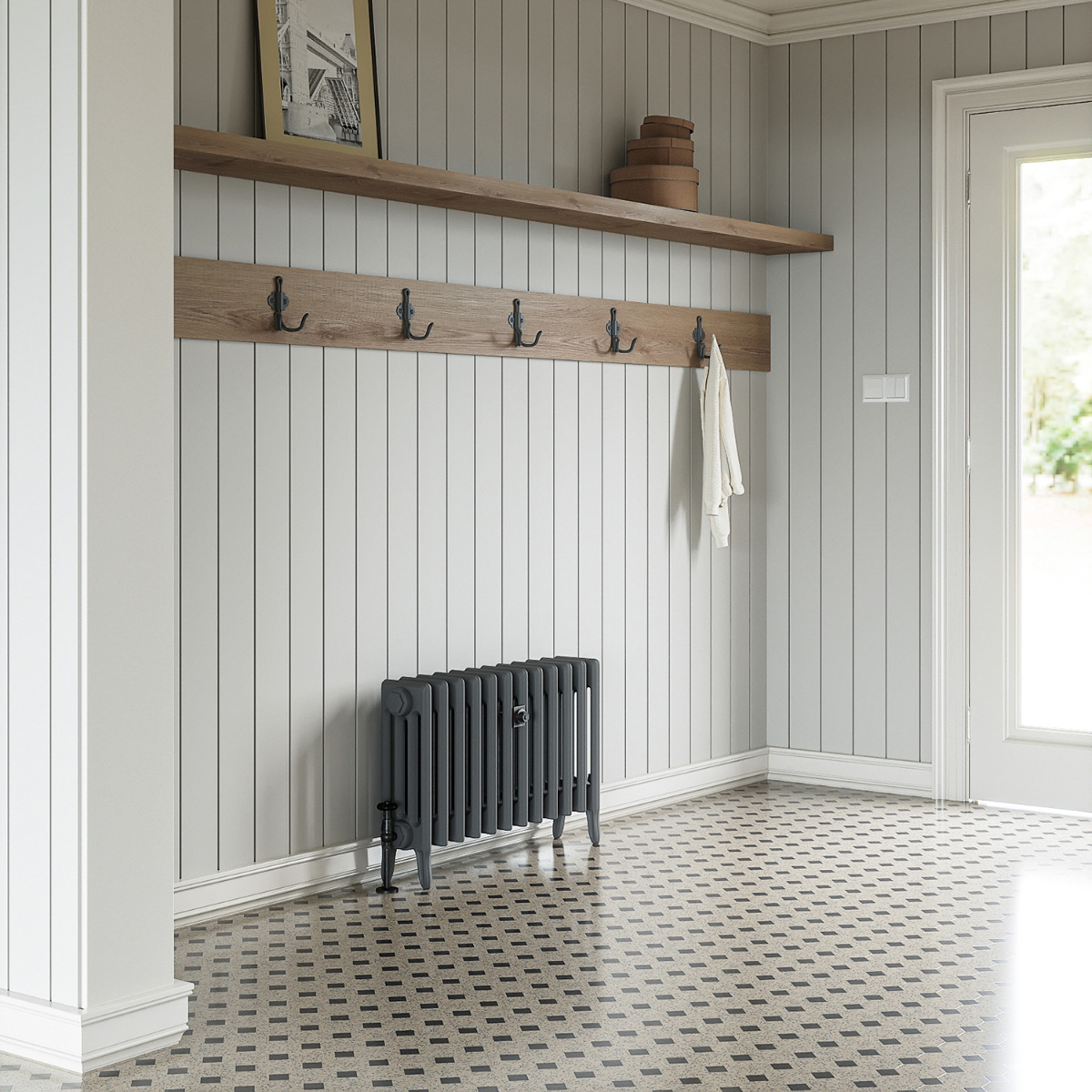 460 x 770mm Grey Traditional 4 Column Cast Iron Radiator