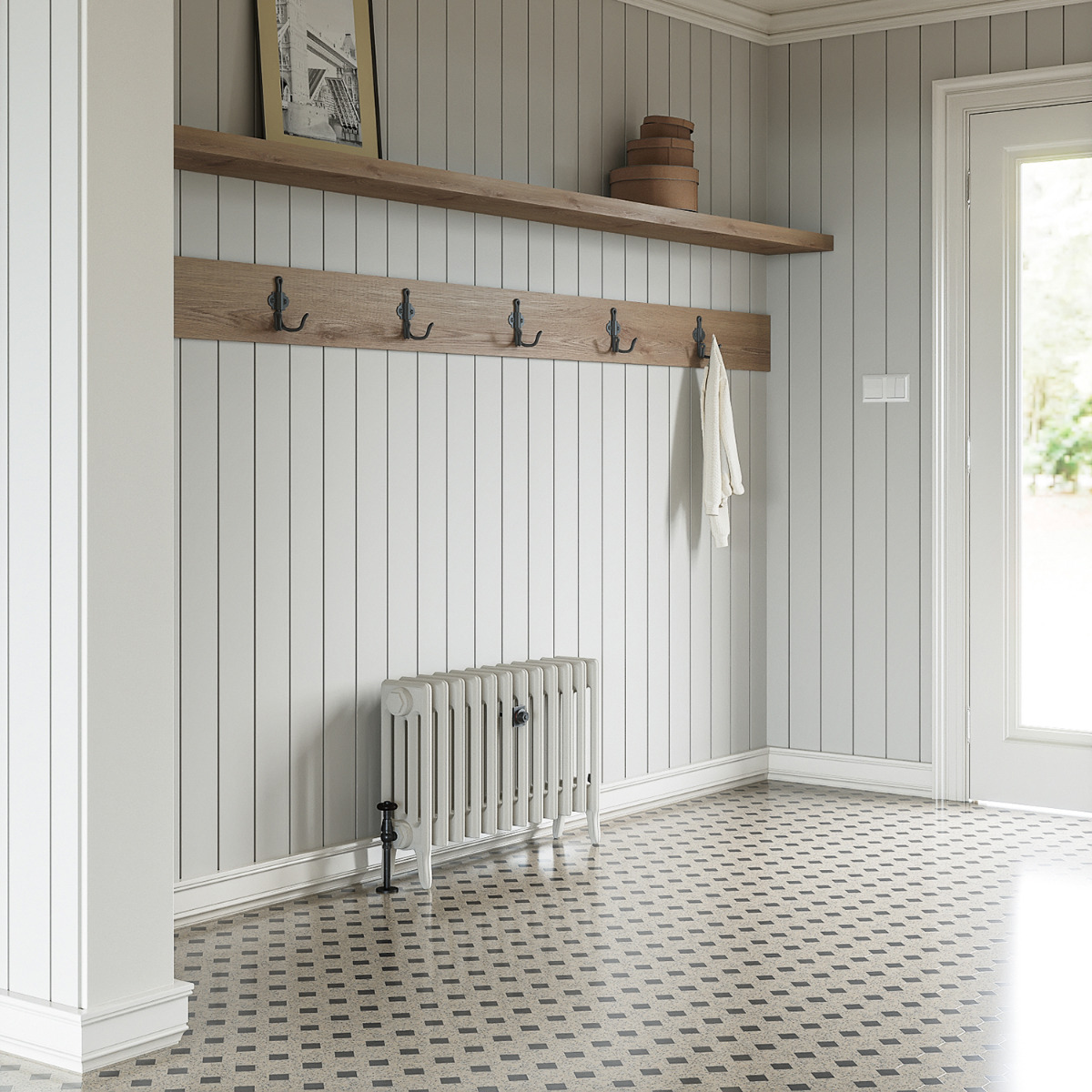 460 x 770mm White Traditional 4 Column Cast Iron Radiator