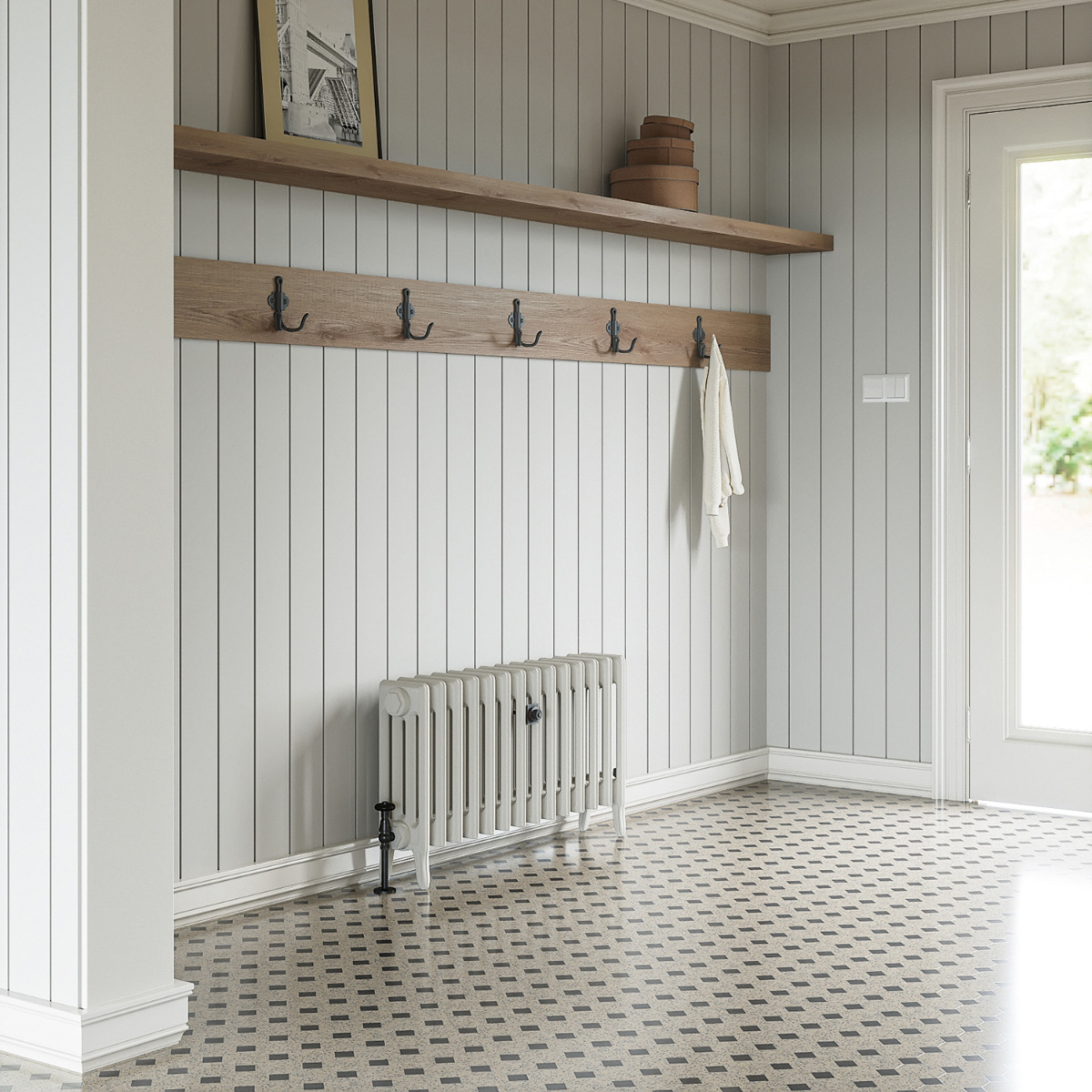460 x 890mm White Traditional 4 Column Cast Iron Radiator