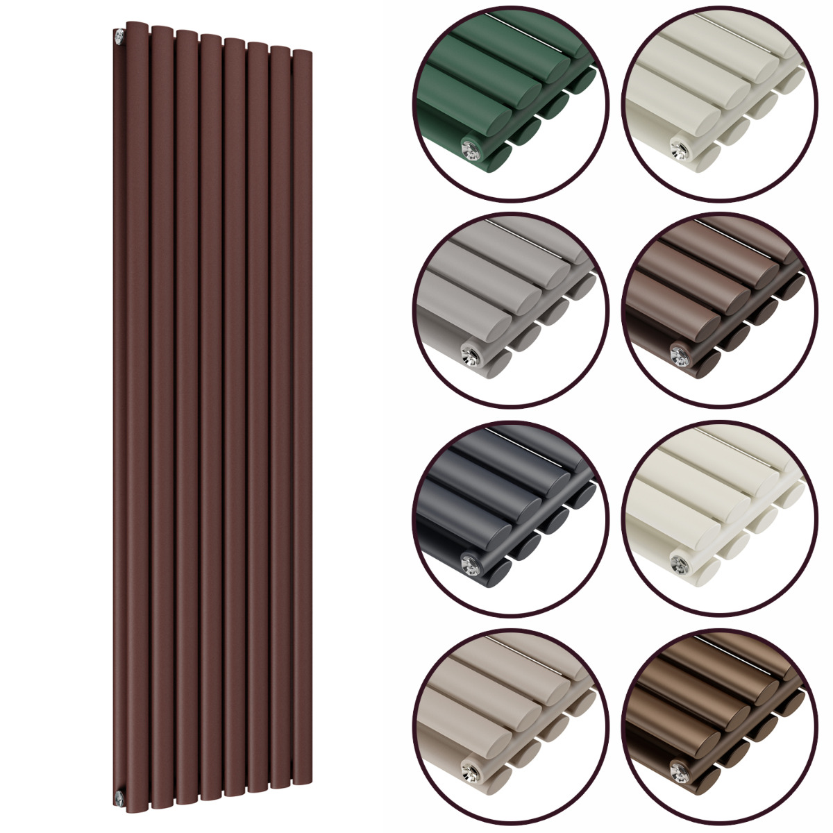 1600 x 472mm 'Accent Collection' Double Oval Tube Vertical Radiator