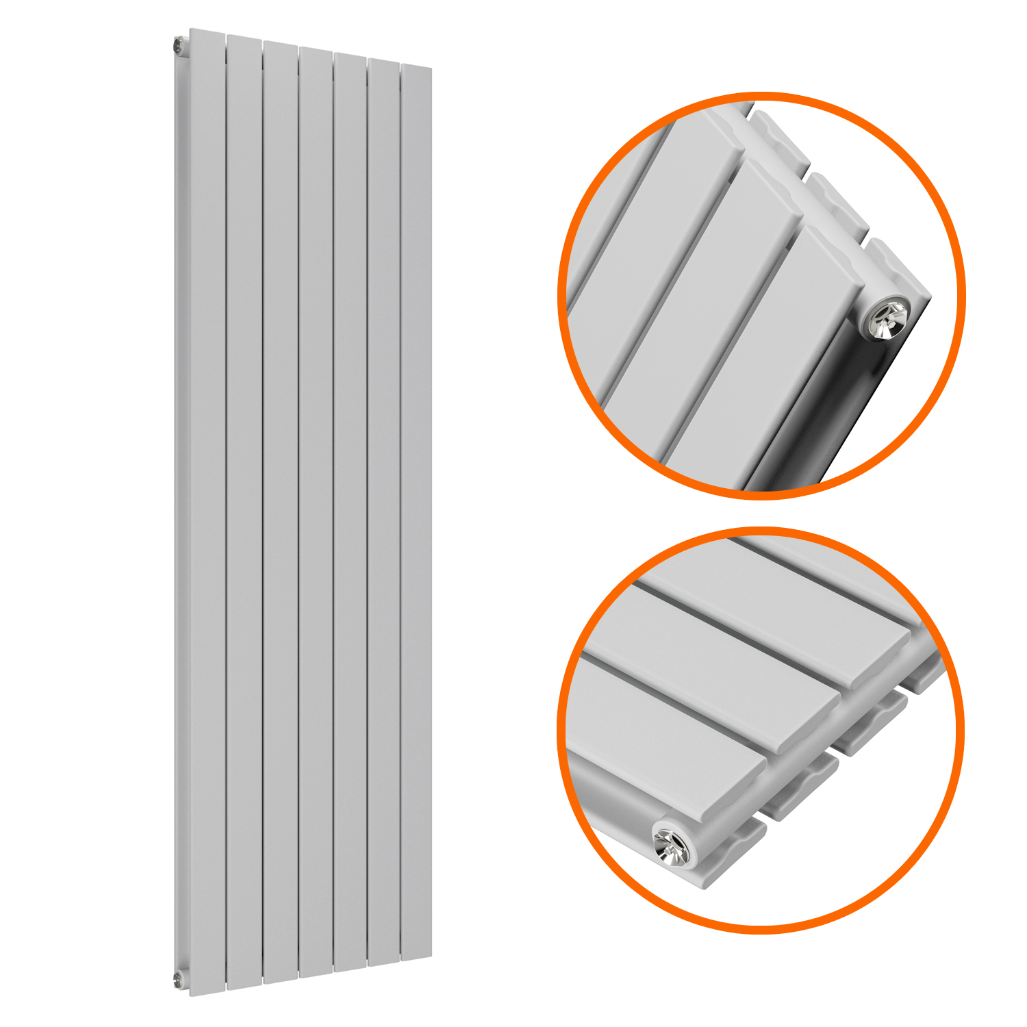 1780 x 490mm Feather Grey Double Flat Panel Vertical Radiator