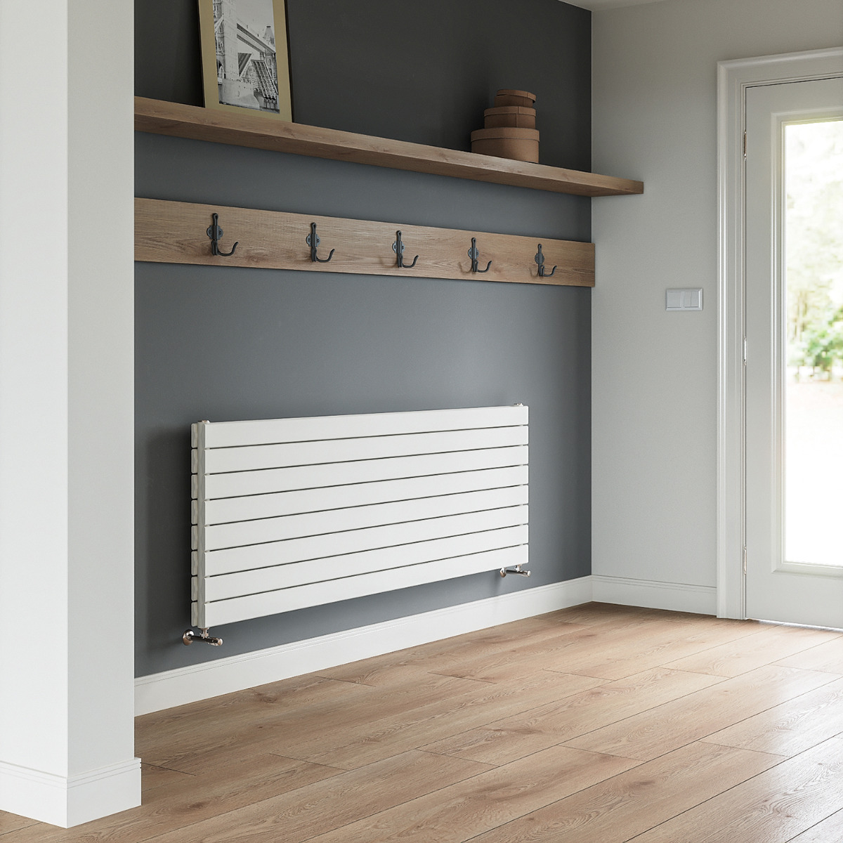 Half Panelling Radiator 560mm x 1780mm White Double Flat Panel Horizontal / Landscape Radiator