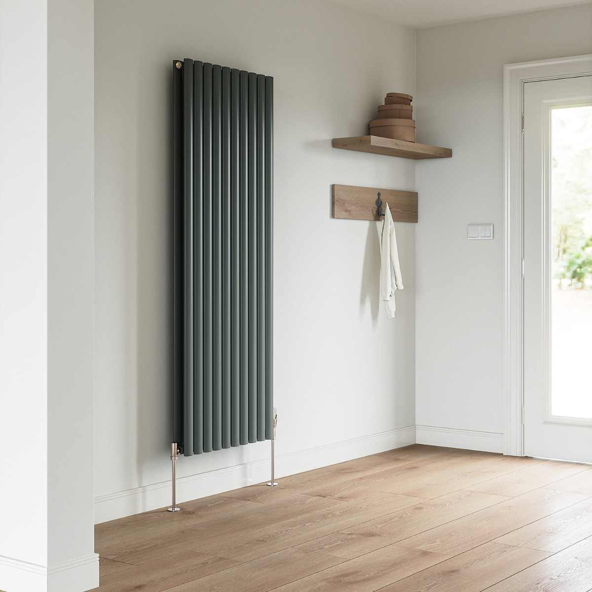 1780 x 590mm Anthracite Double Oval Tube Vertical Radiator 