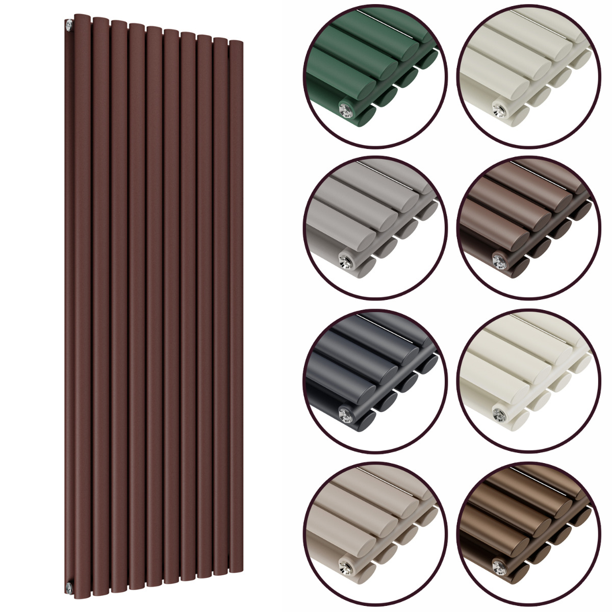 1600 x 590mm 'Accent Collection' Double Oval Tube Vertical Radiator