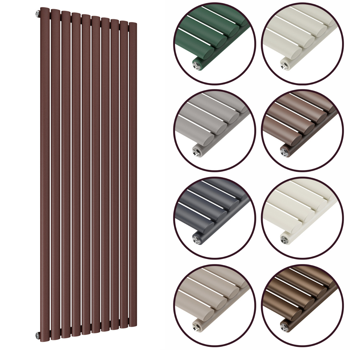 1600 x 590mm 'Accent Collection' Single Oval Tube Vertical Radiator