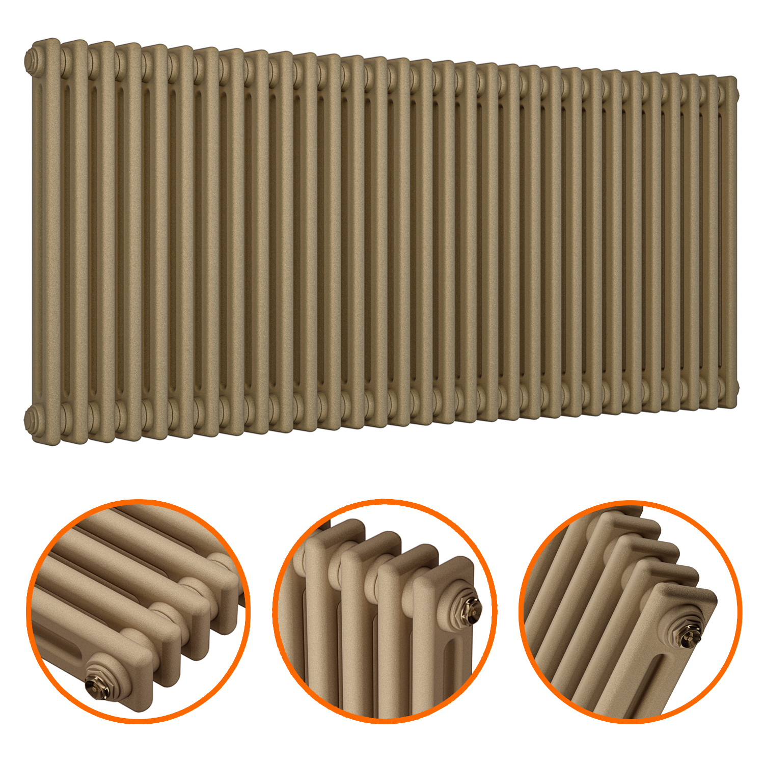 2nd Hand Column Radiator 600 x 1508mm Antique Brass Horizontal Traditional 2 Column Radiator