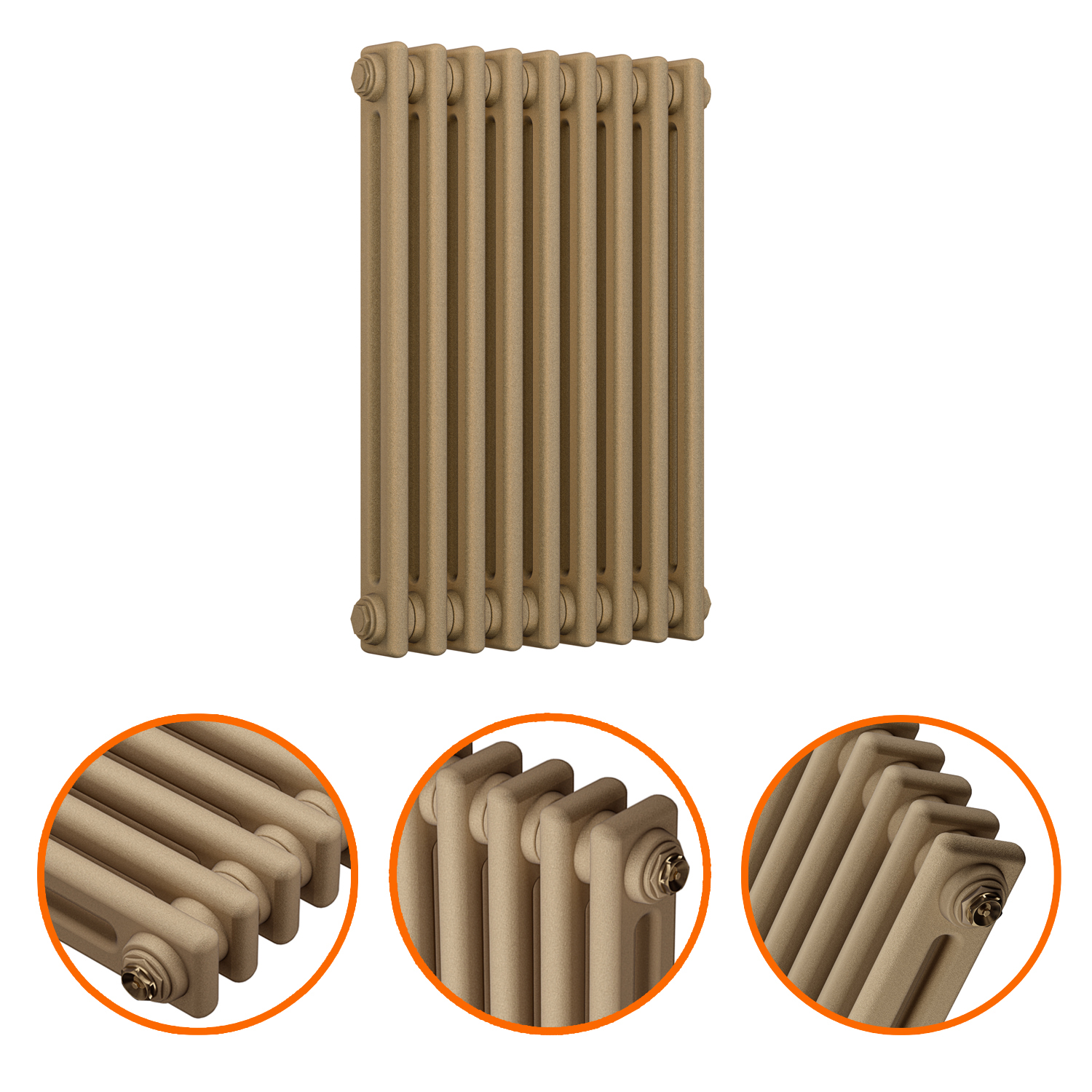 600 x 425mm Antique Brass Horizontal Traditional 2 Column Radiator
