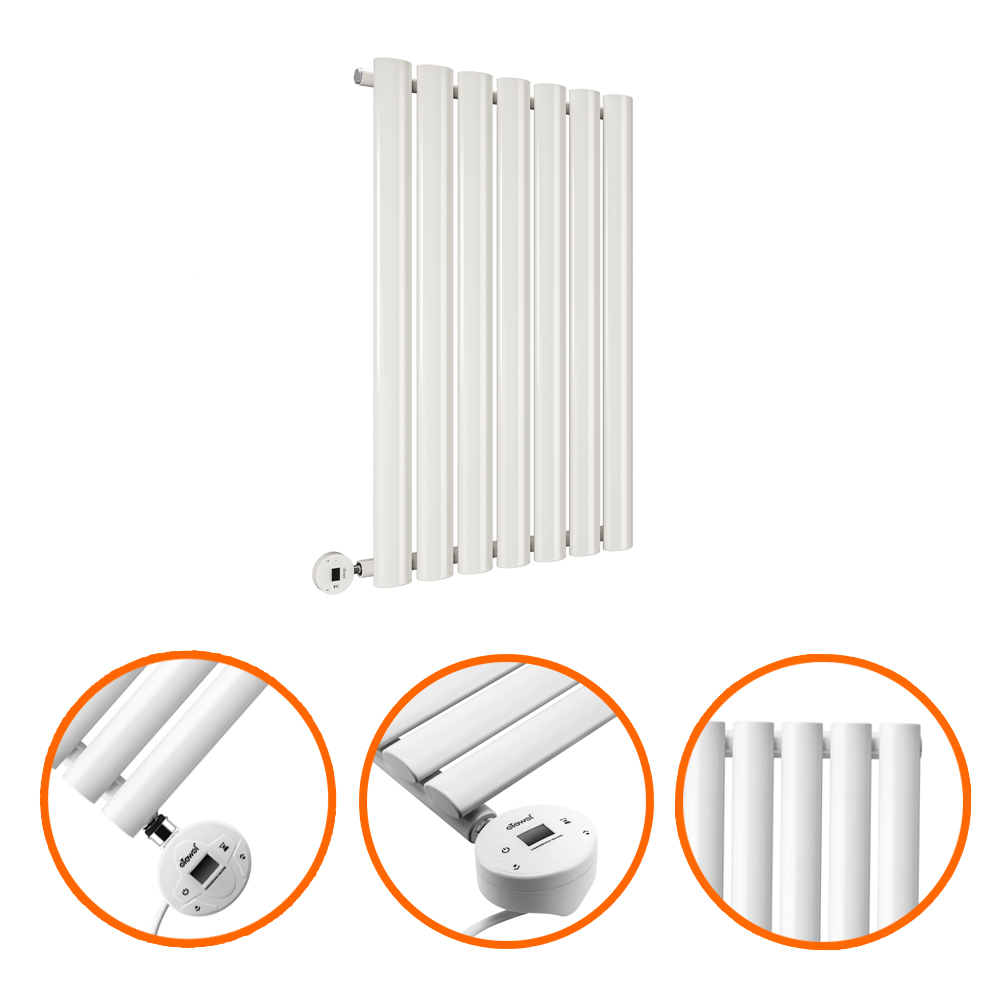 635 x 415mm Electric White Single Oval Panel Horizontal Radiator