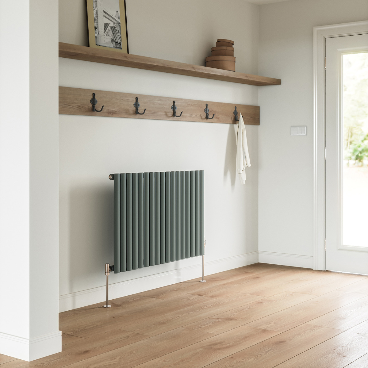 Trapezoid Radiator 635 x 1000mm Anthracite Single Oval Tube Horizontal Radiator