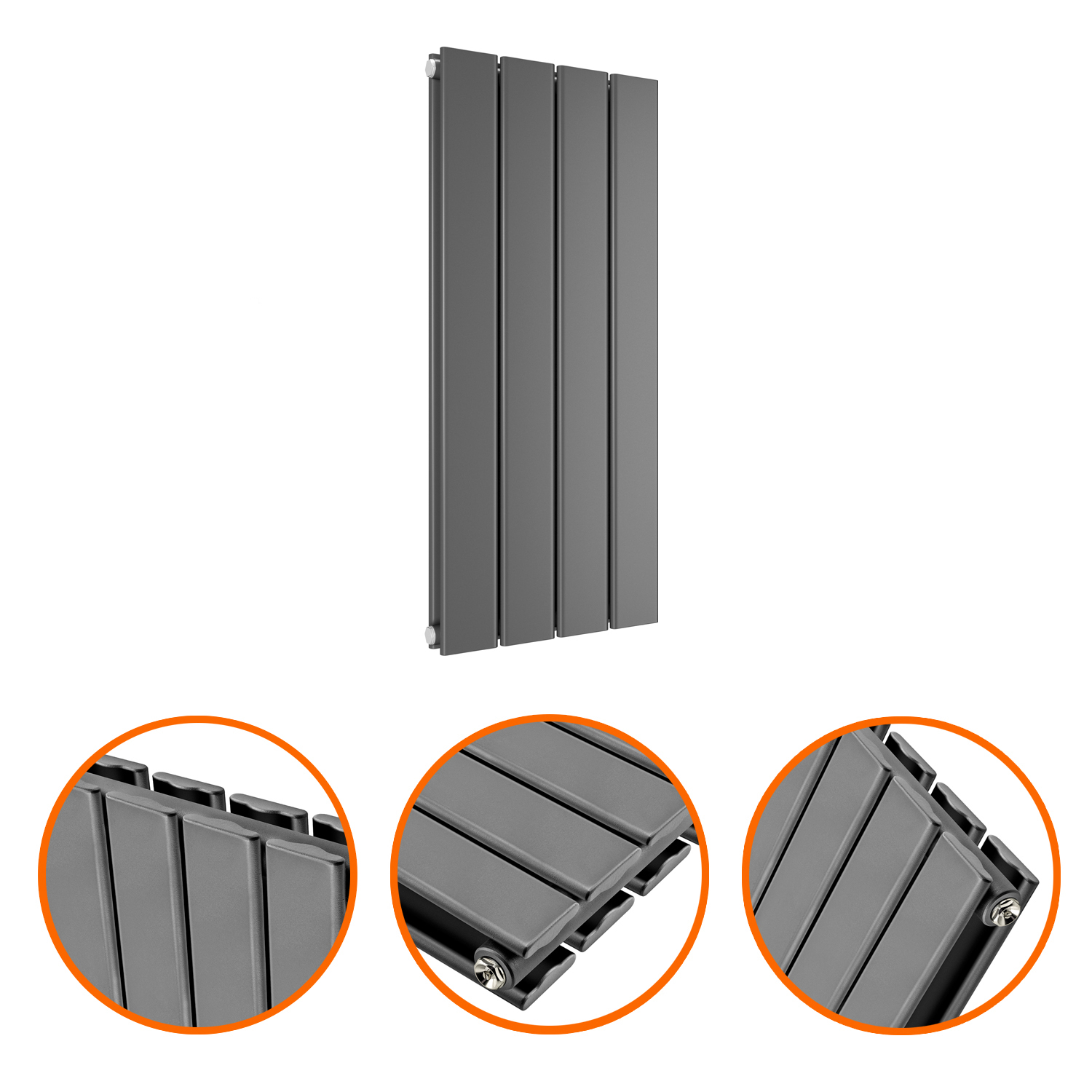 635 x 280mm Anthracite Double Flat Panel Horizontal Radiator 