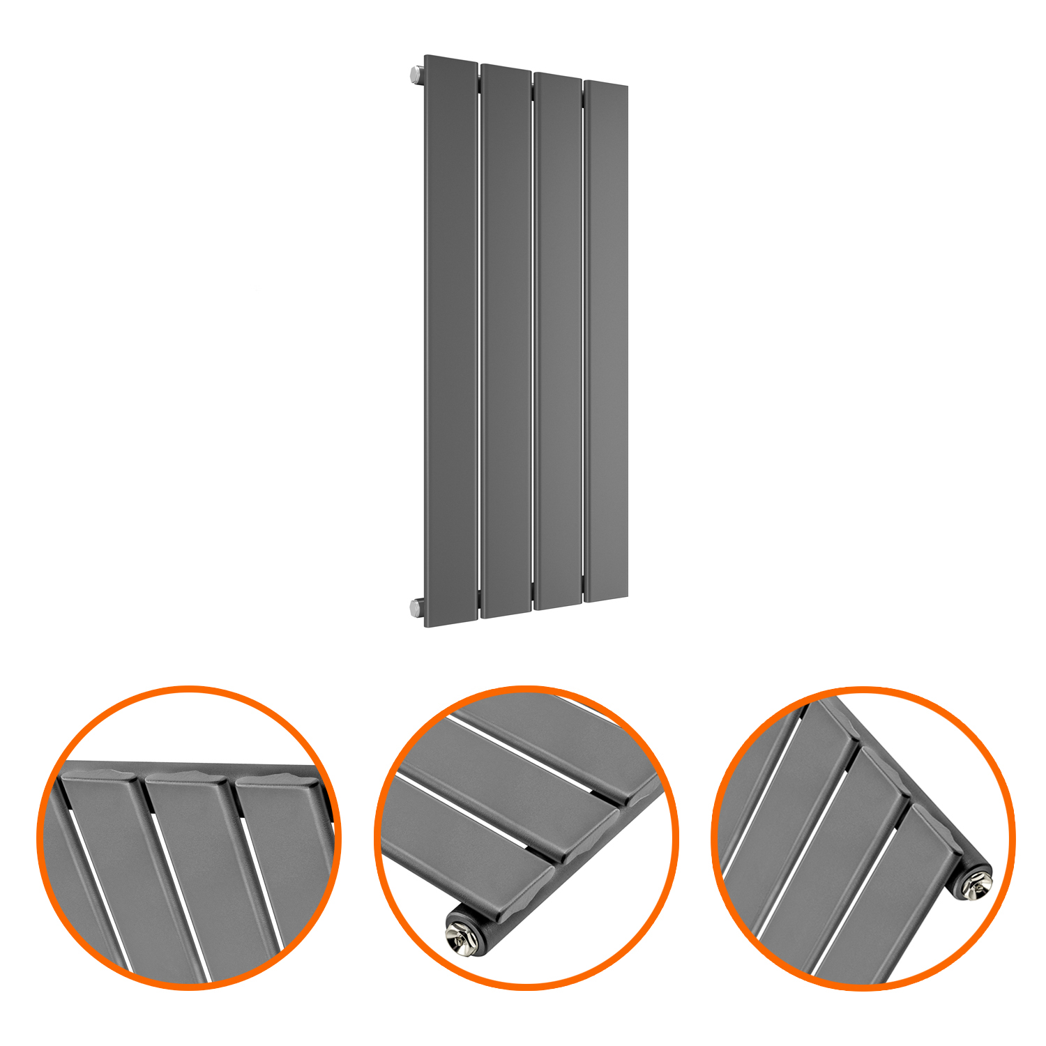 635 x 280mm Anthracite Single Flat Panel Horizontal Radiator 