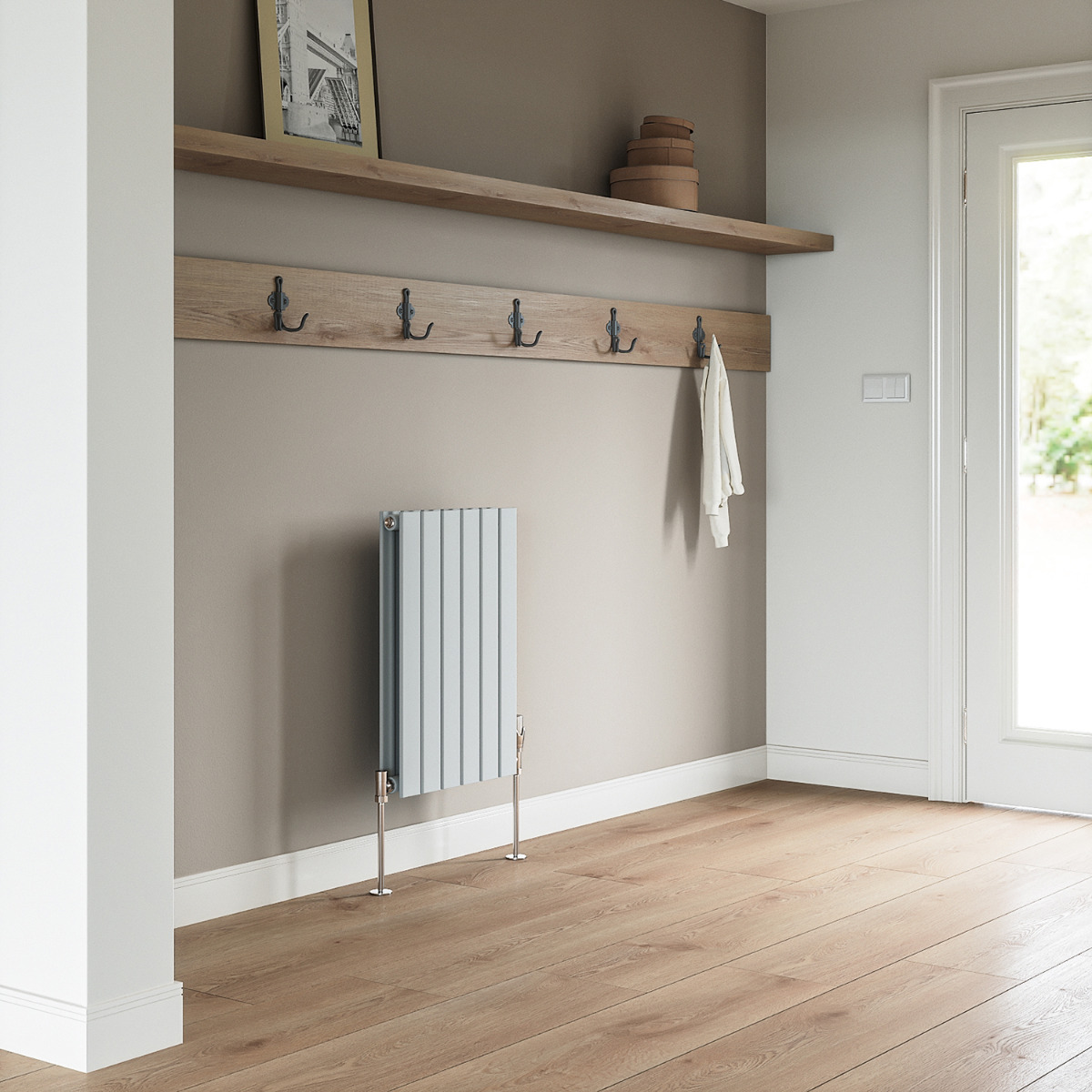 635 x 420mm Feather Grey Double Flat Panel Horizontal Radiator