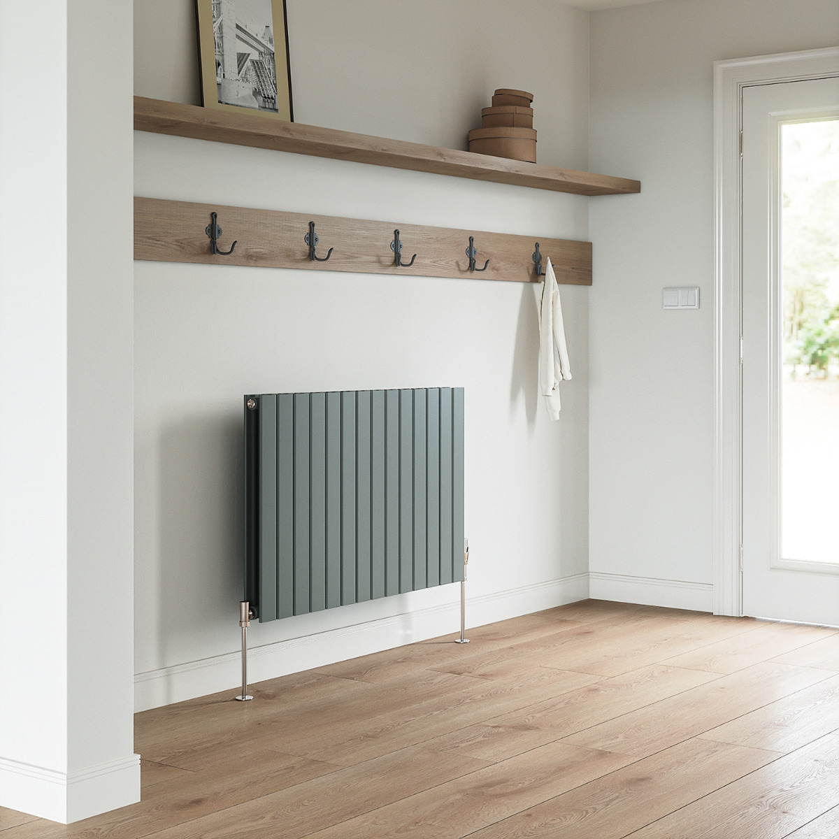 635 x 980mm Anthracite Double Flat Panel Horizontal Radiator