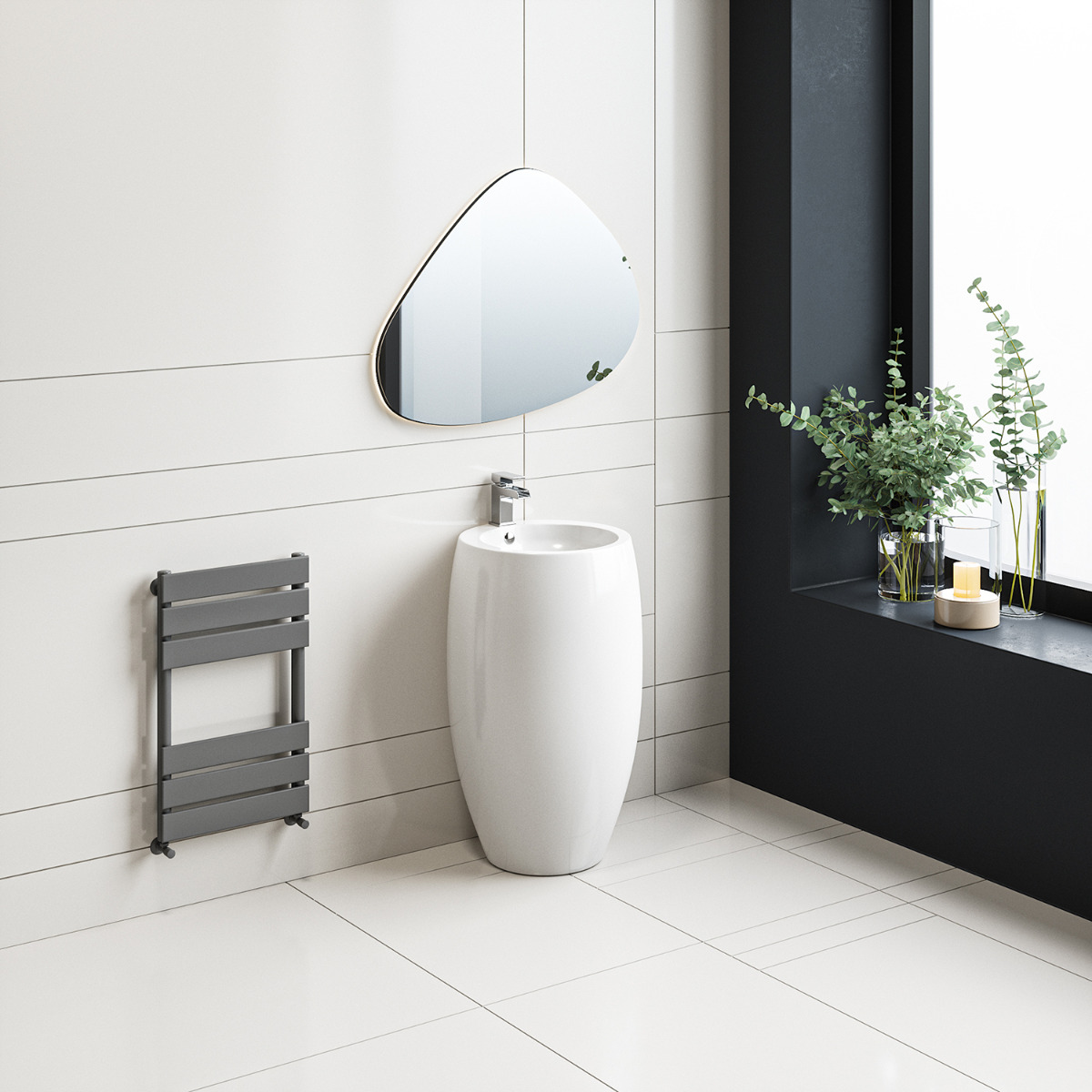 650 x 400mm Anthracite Heated Towel Rail, Bathroom Radiator