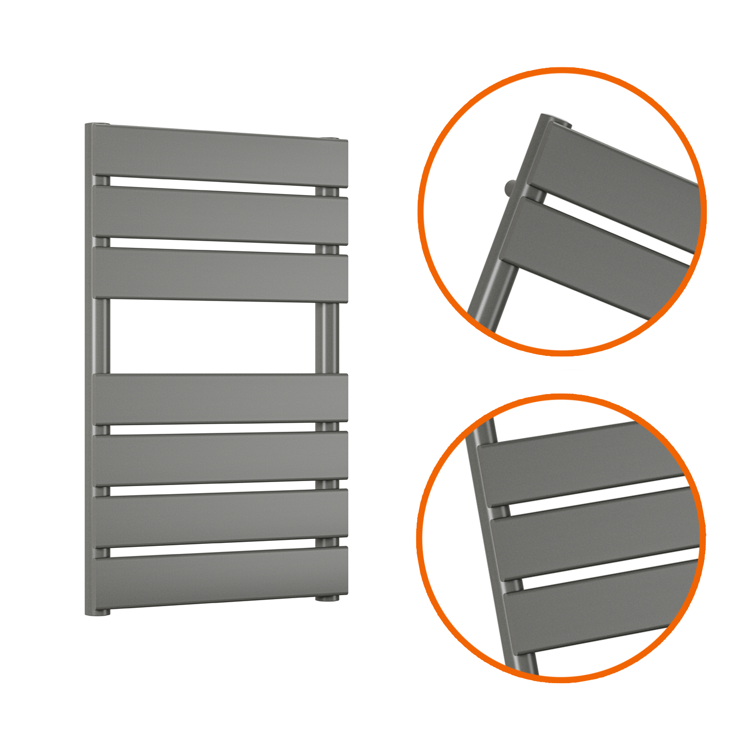 650 x 400mm Anthracite Heated Towel Rail, Bathroom Radiator