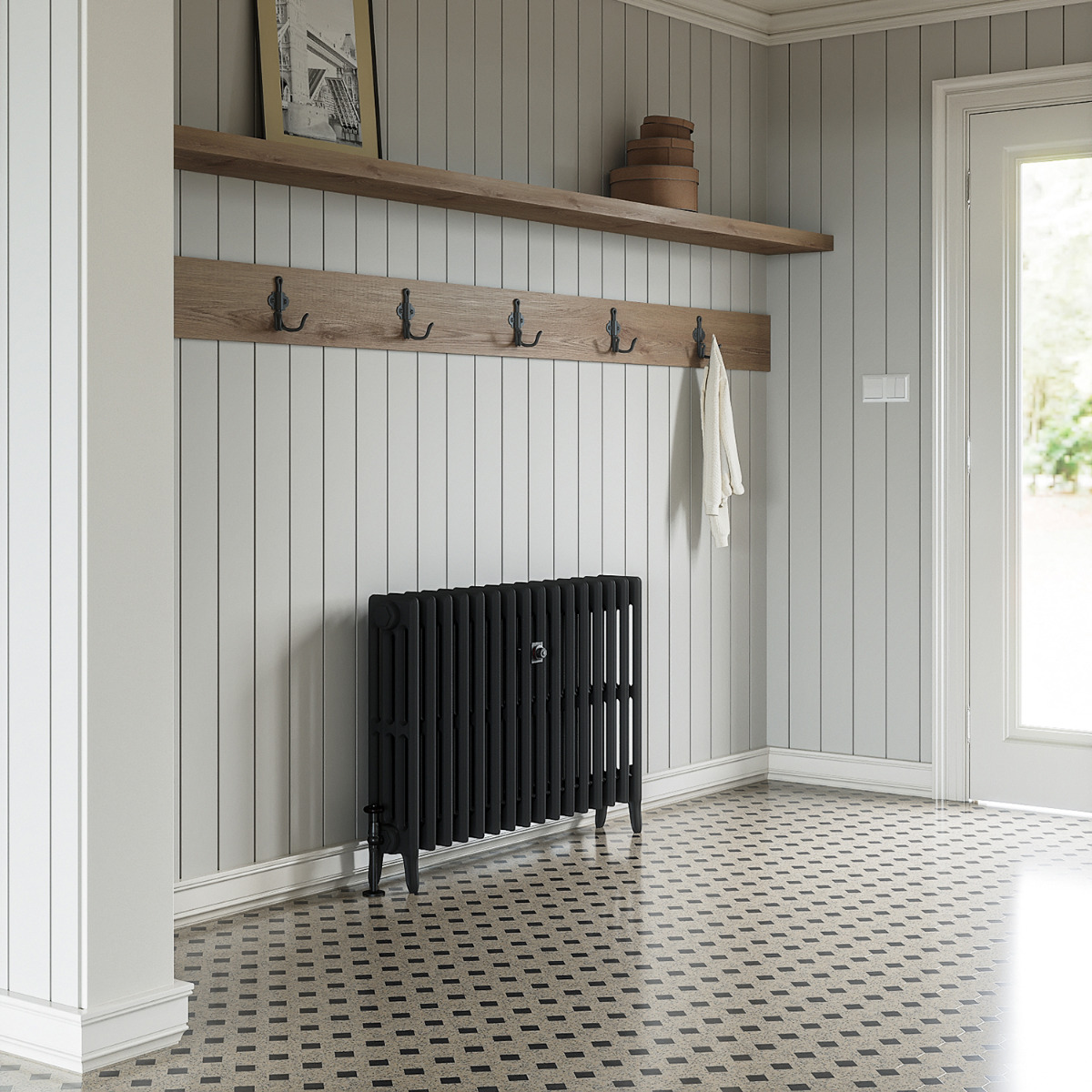 660 x 1010mm Black Traditional 4 Column Cast Iron Radiator