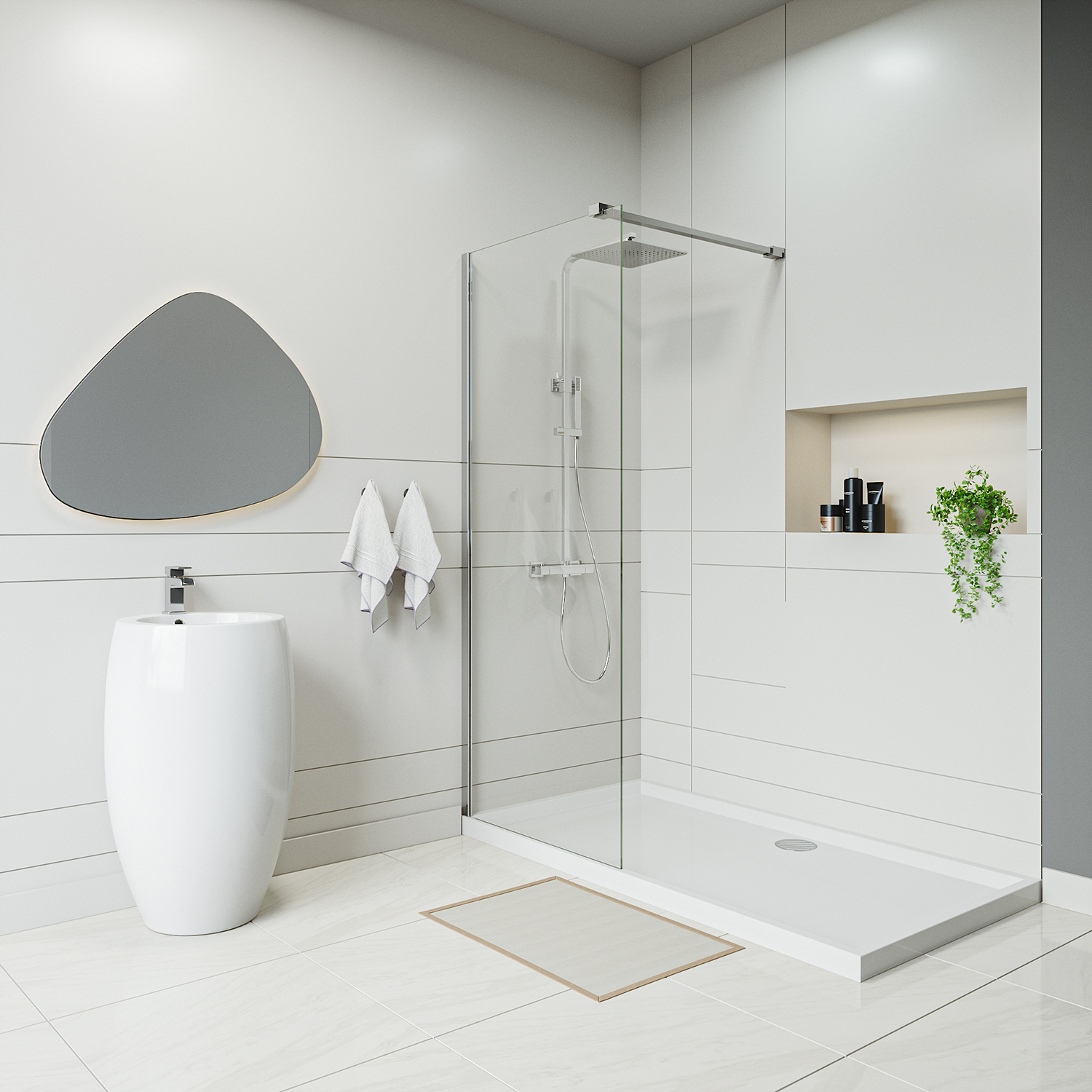 Chrome Wetroom / Walk-In Shower Screen, 2000 (H) x 800mm (W)