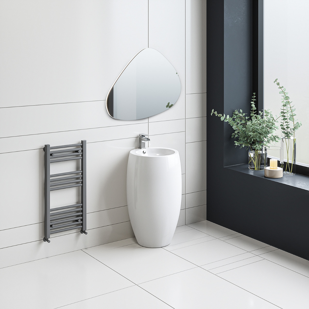 800 x 400mm Straight Anthracite Heated Towel Rail