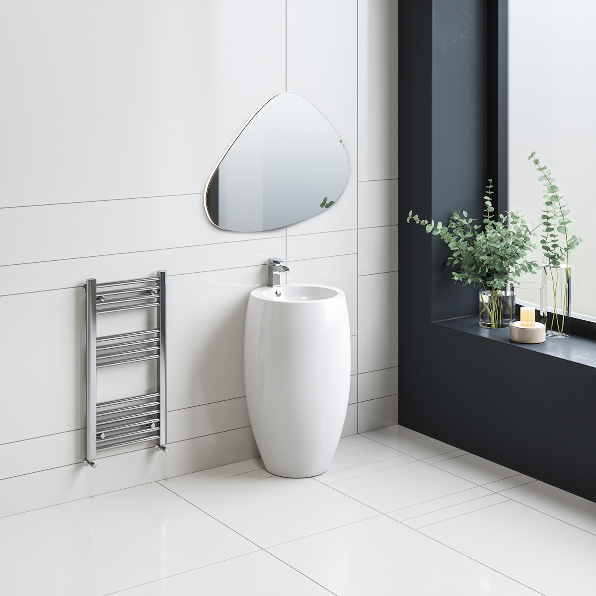800 x 400mm Straight Chrome Heated Towel Rail