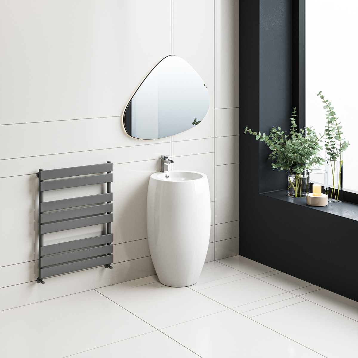 800 x 600mm Anthracite Heated Towel Rail, Bathroom Radiator