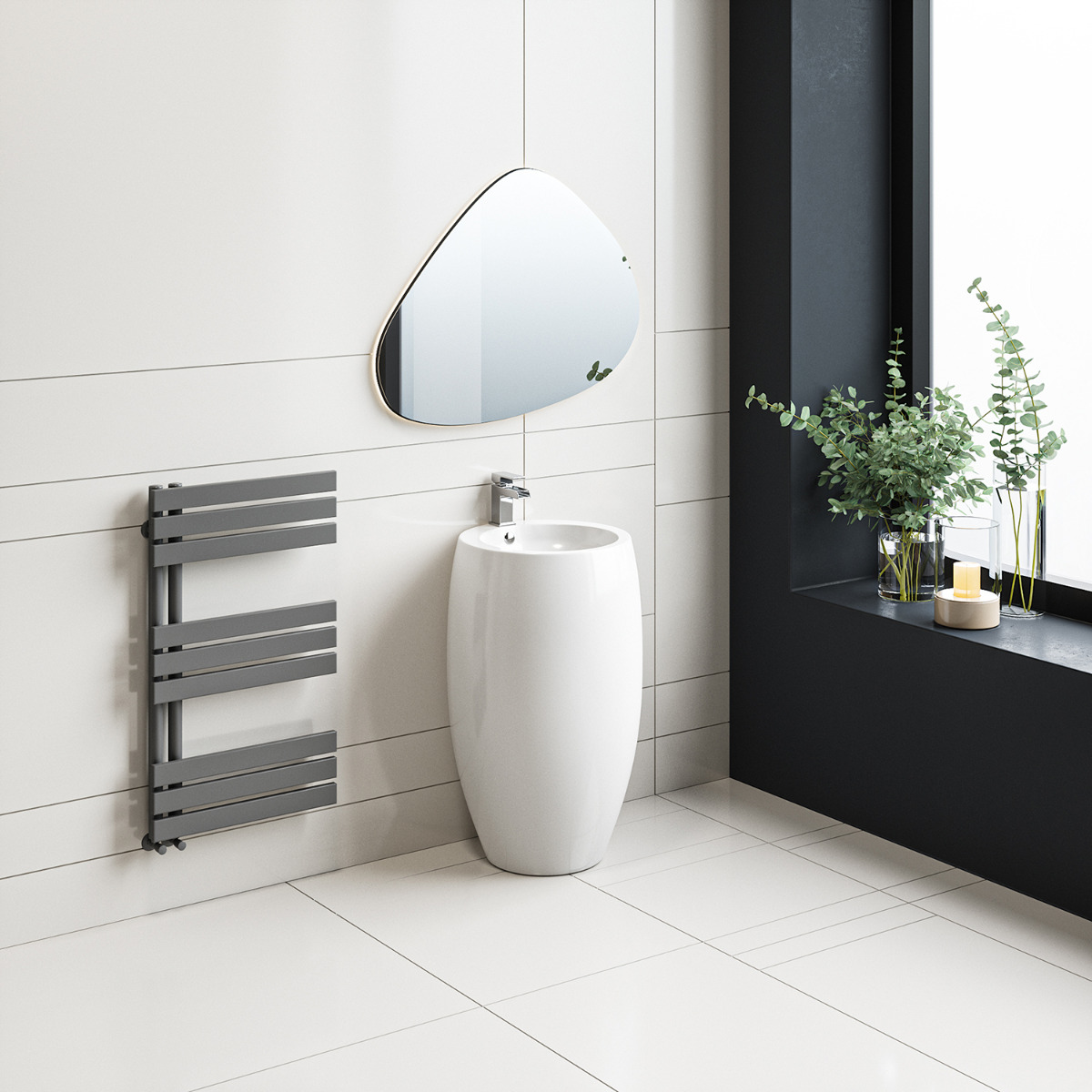 850 x 500mm Anthracite Flat Panel Bathroom Towel Radiator