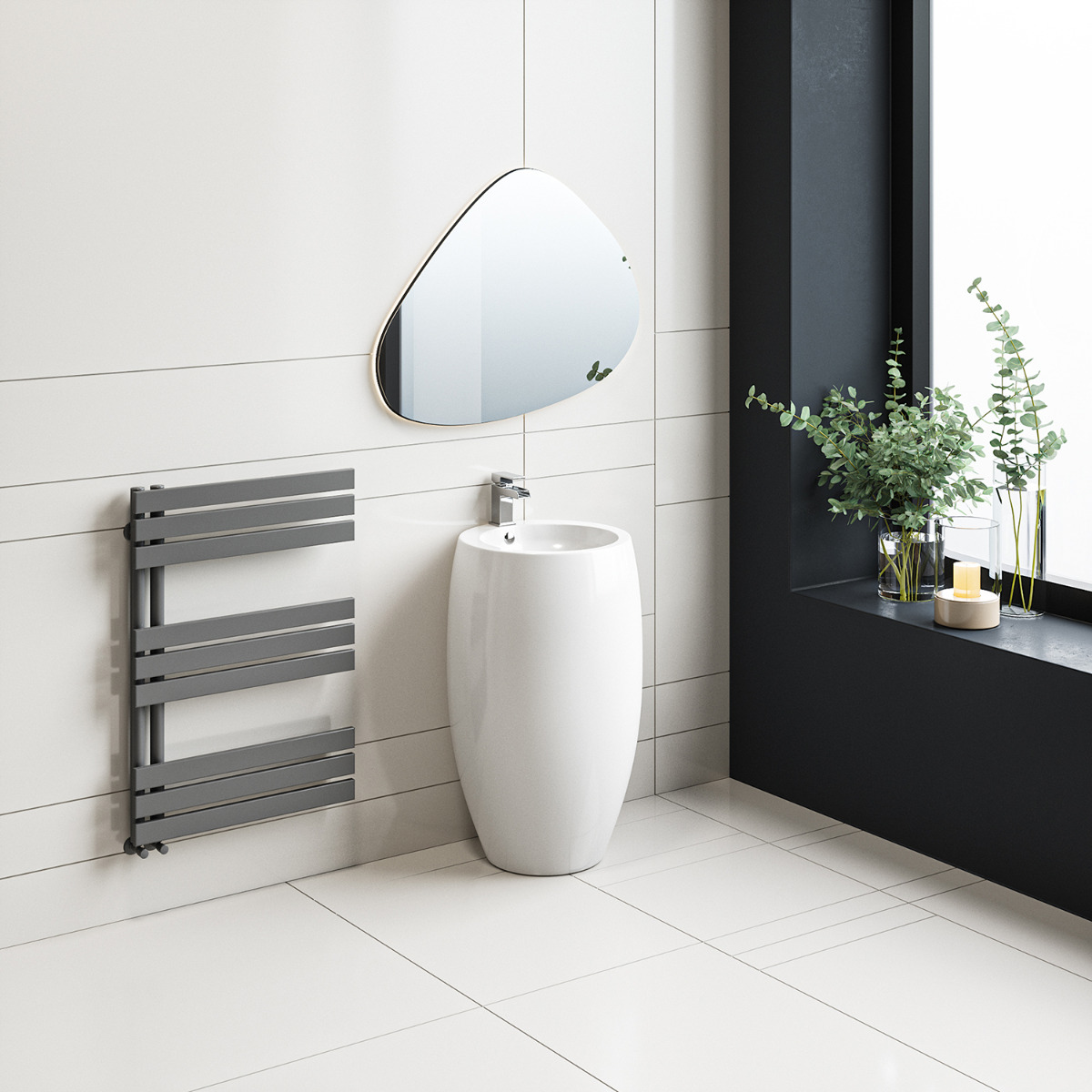 850 x 600mm Anthracite Flat Panel Bathroom Towel Radiator