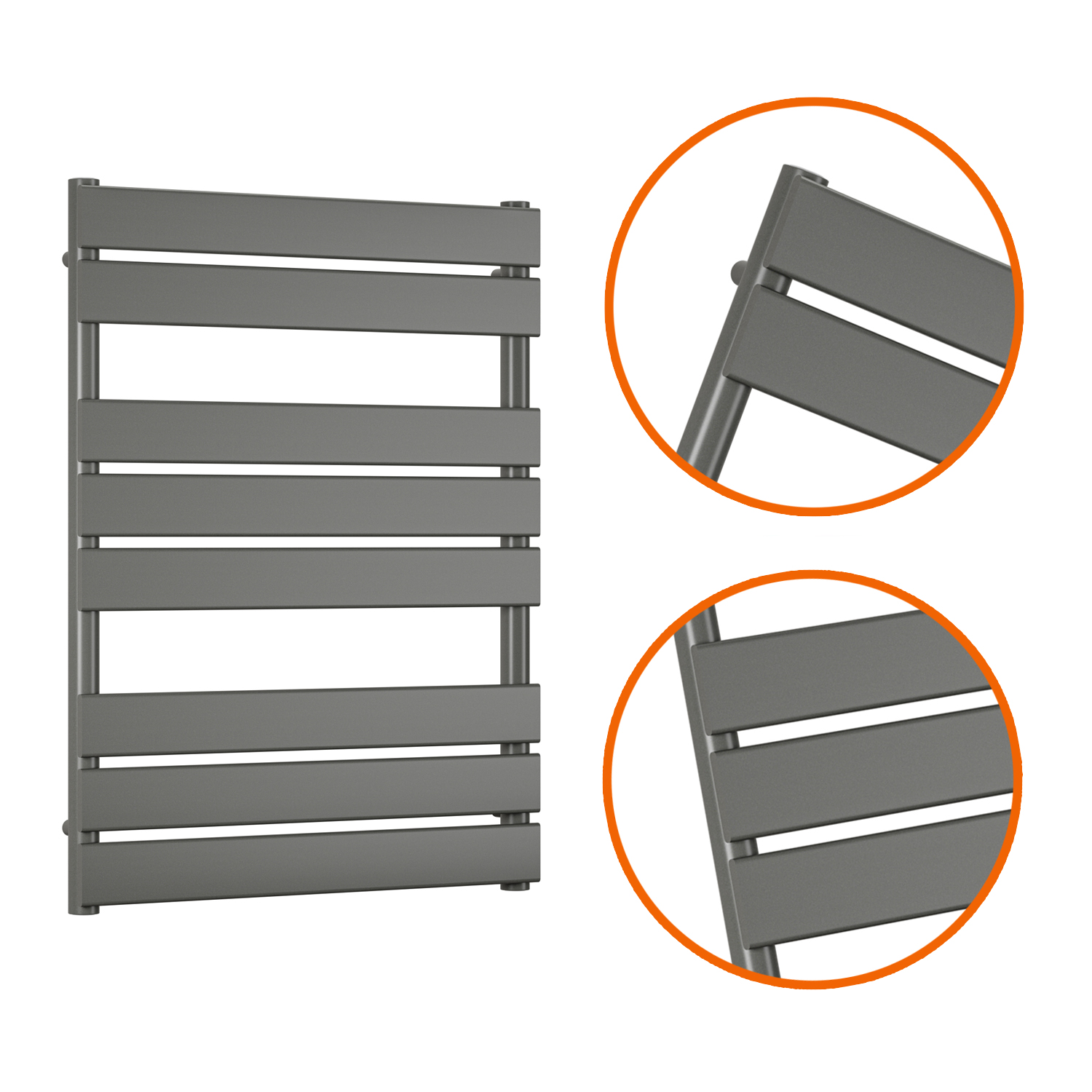 800 x 600mm Anthracite Heated Towel Rail, Bathroom Radiator