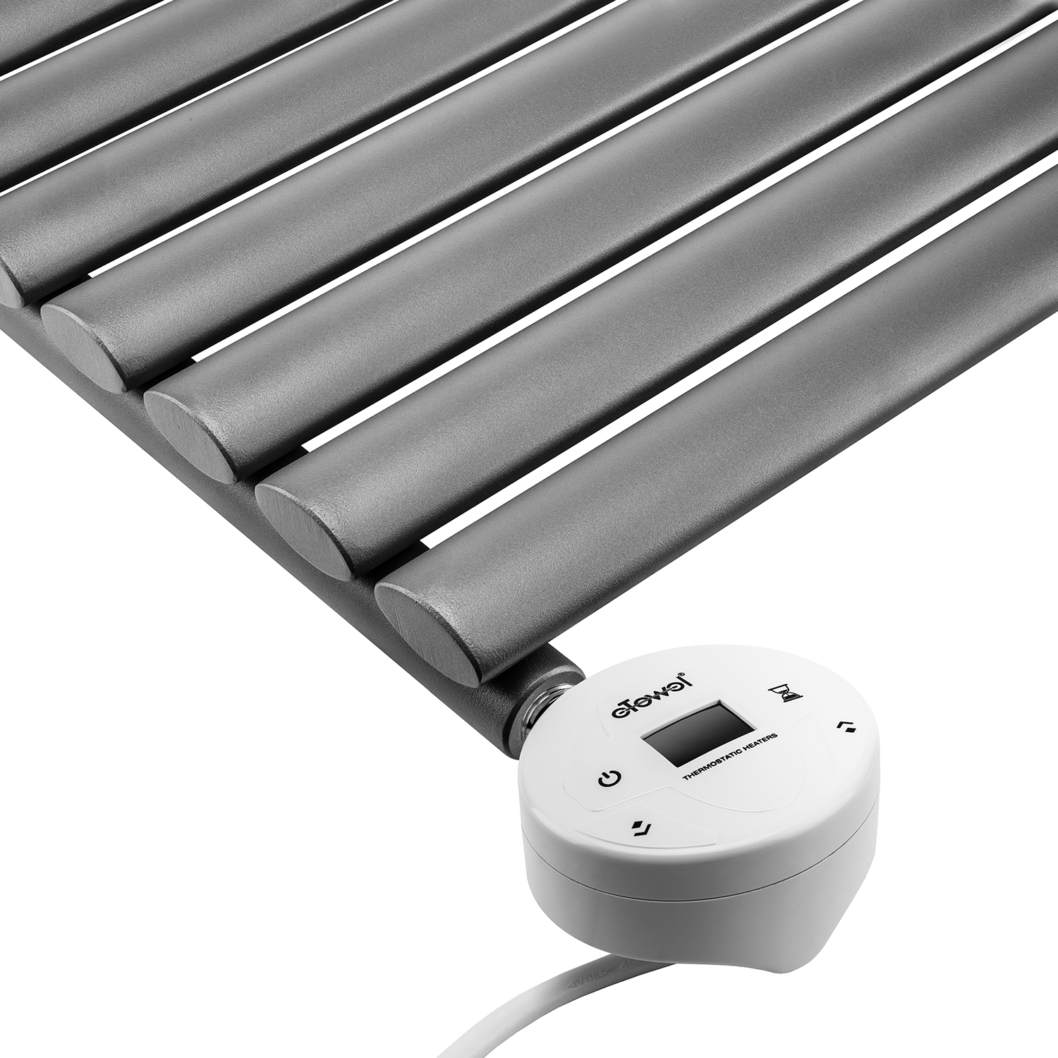 635 x 595mm Electric Anthracite Single Oval Panel Horizontal Radiator