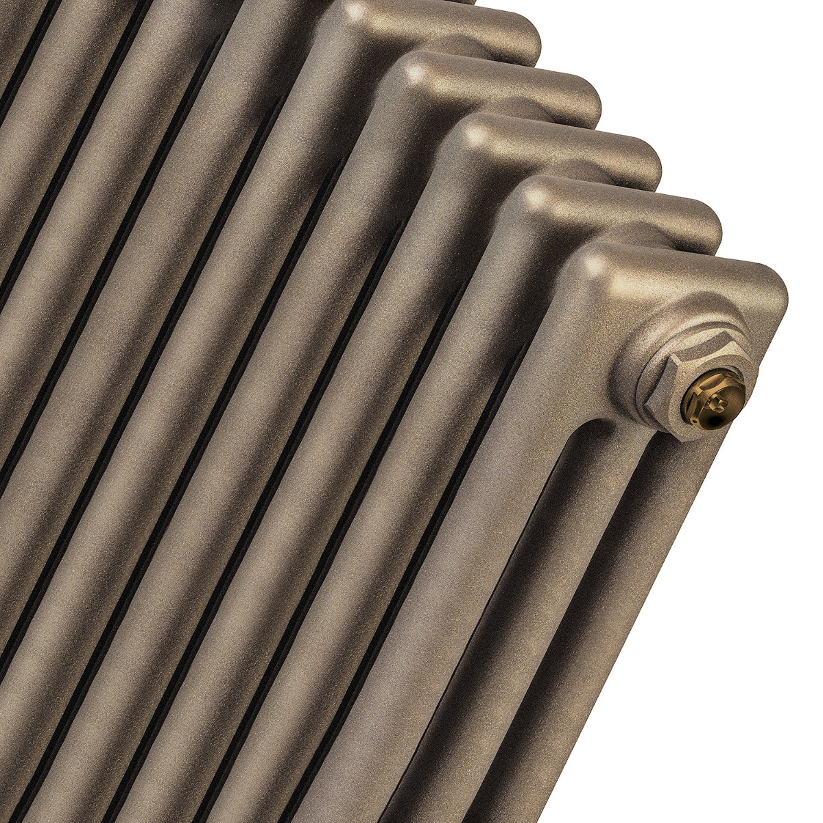 1500 x 383mm Antique Brass Vertical Traditional 3 Column Radiator
