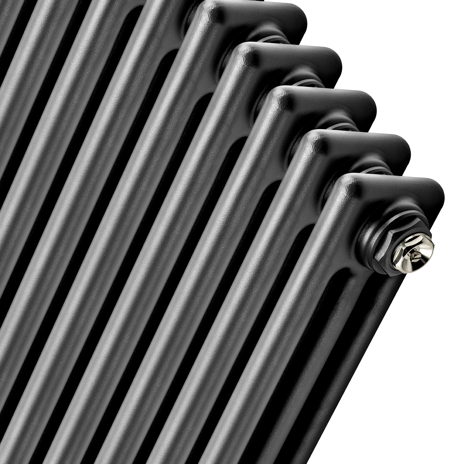 1800 x 203mm Black Vertical Traditional 3 Column Radiator