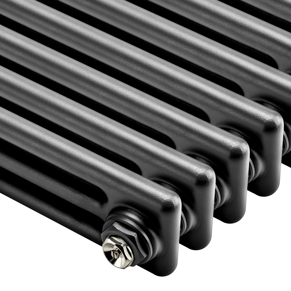 1800 x 203mm Black Vertical Traditional 3 Column Radiator