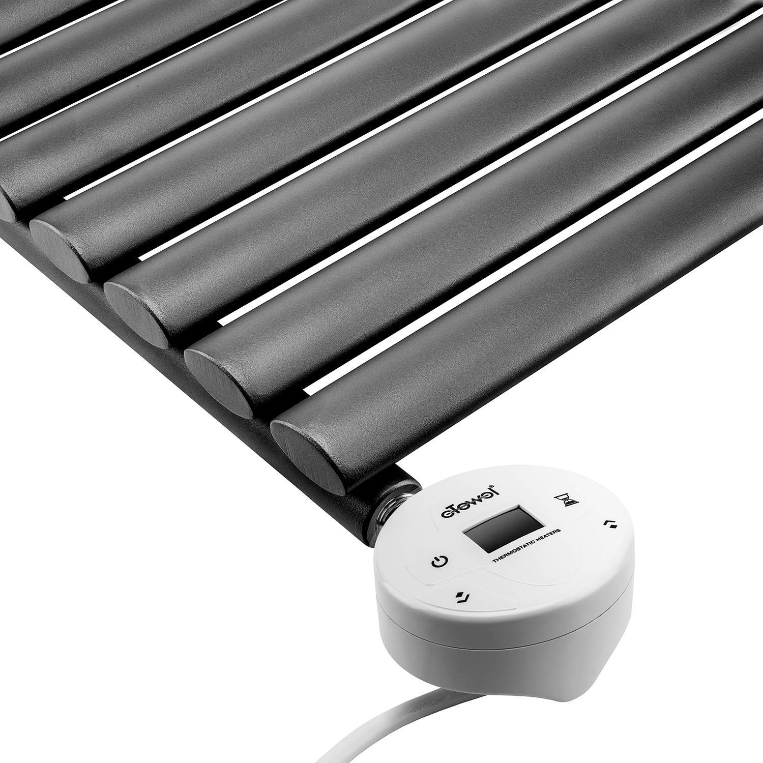 400 x 834mm Electric Black Single Oval Panel Horizontal Radiator