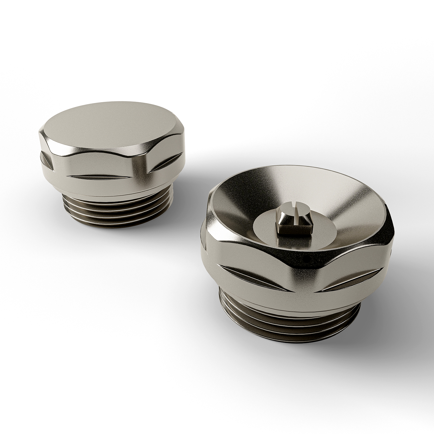 1/2" Brushed Chrome Radiator Bleed Valve & Blanking Plug Set