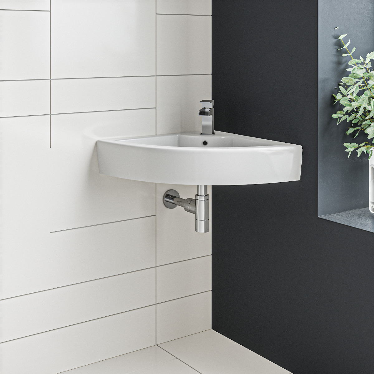 Carezza Curved Wall Hung Corner Basin