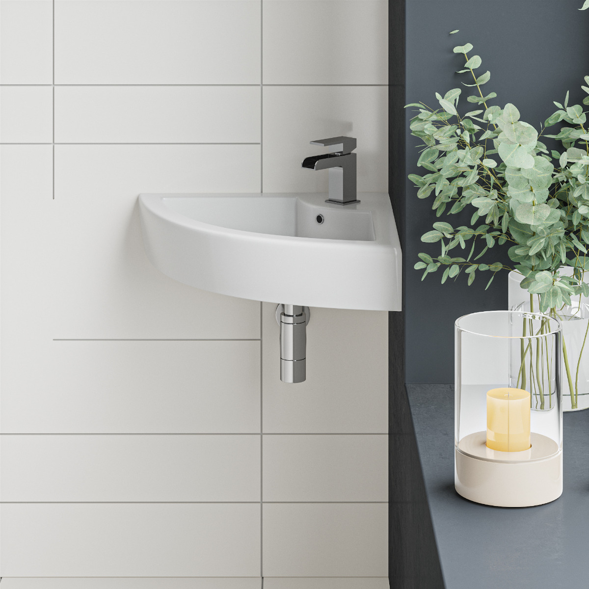 Carezza Curved Wall Hung Corner Basin