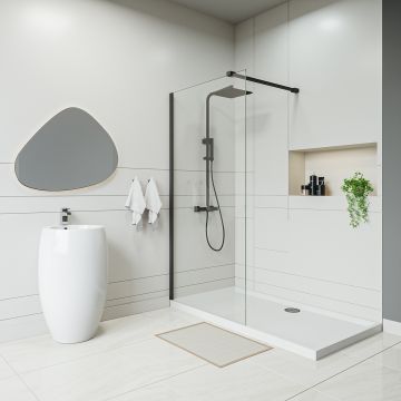 Black Wetroom / Walk-In Shower Screen, 2000 (H) x 1000mm (W)