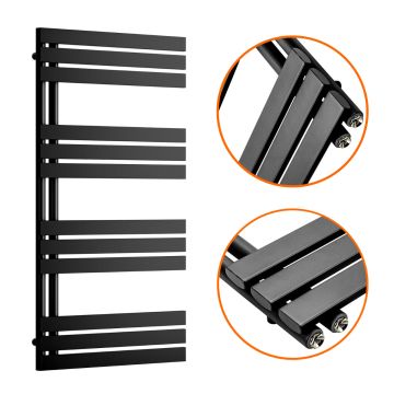 1180 x 600mm Black Flat Panel Bathroom Towel Radiator