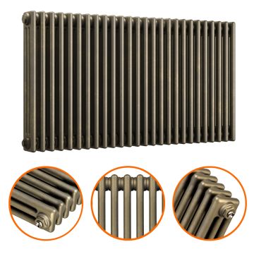 600 x 1193mm Antique Brass Horizontal Traditional 3 Column Radiator